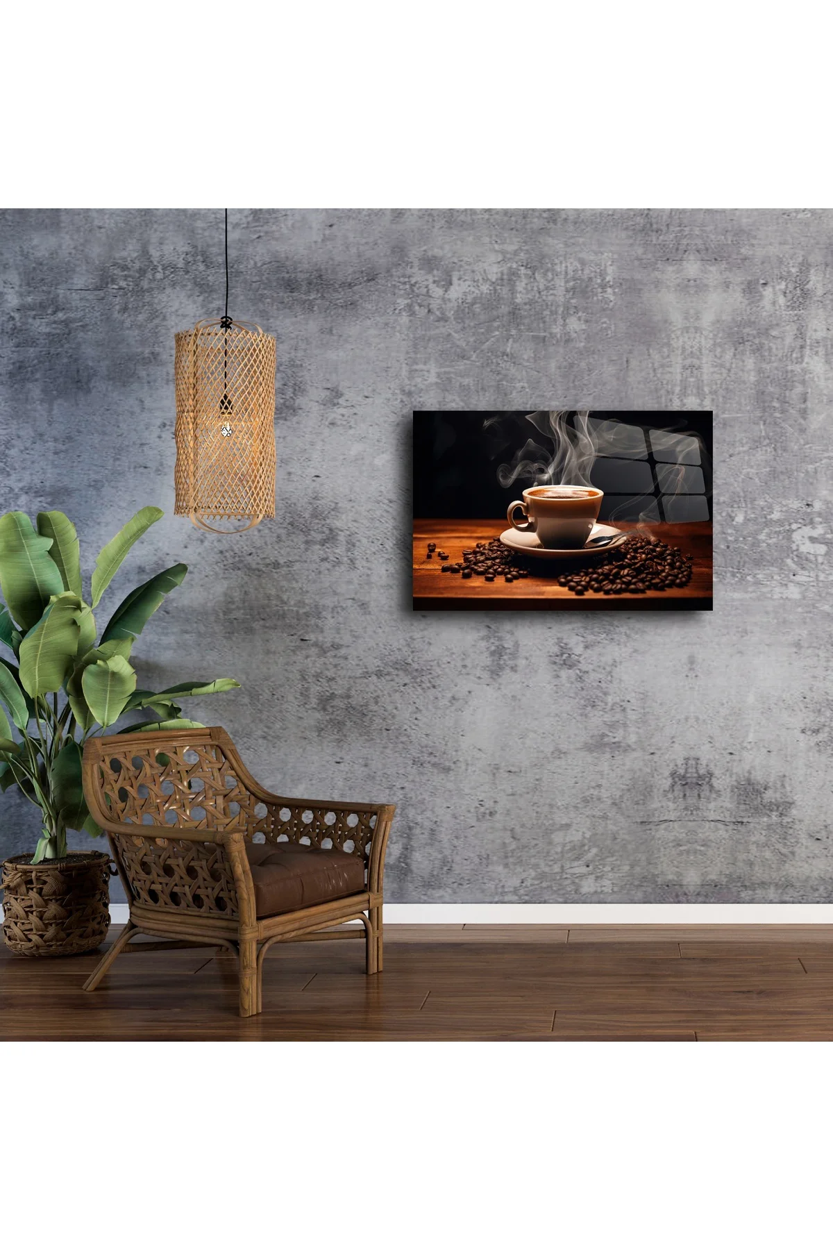 Minimalist Kahve Temalı Cam Duvar Tablosu Minimalist Kahve Temalı Cam Duvar Tablosu