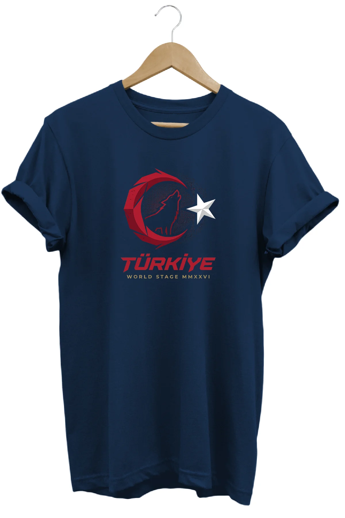 Minimalist Türkiye Ay Yıldız Baskılı Futbol Taraftar Tişörtü