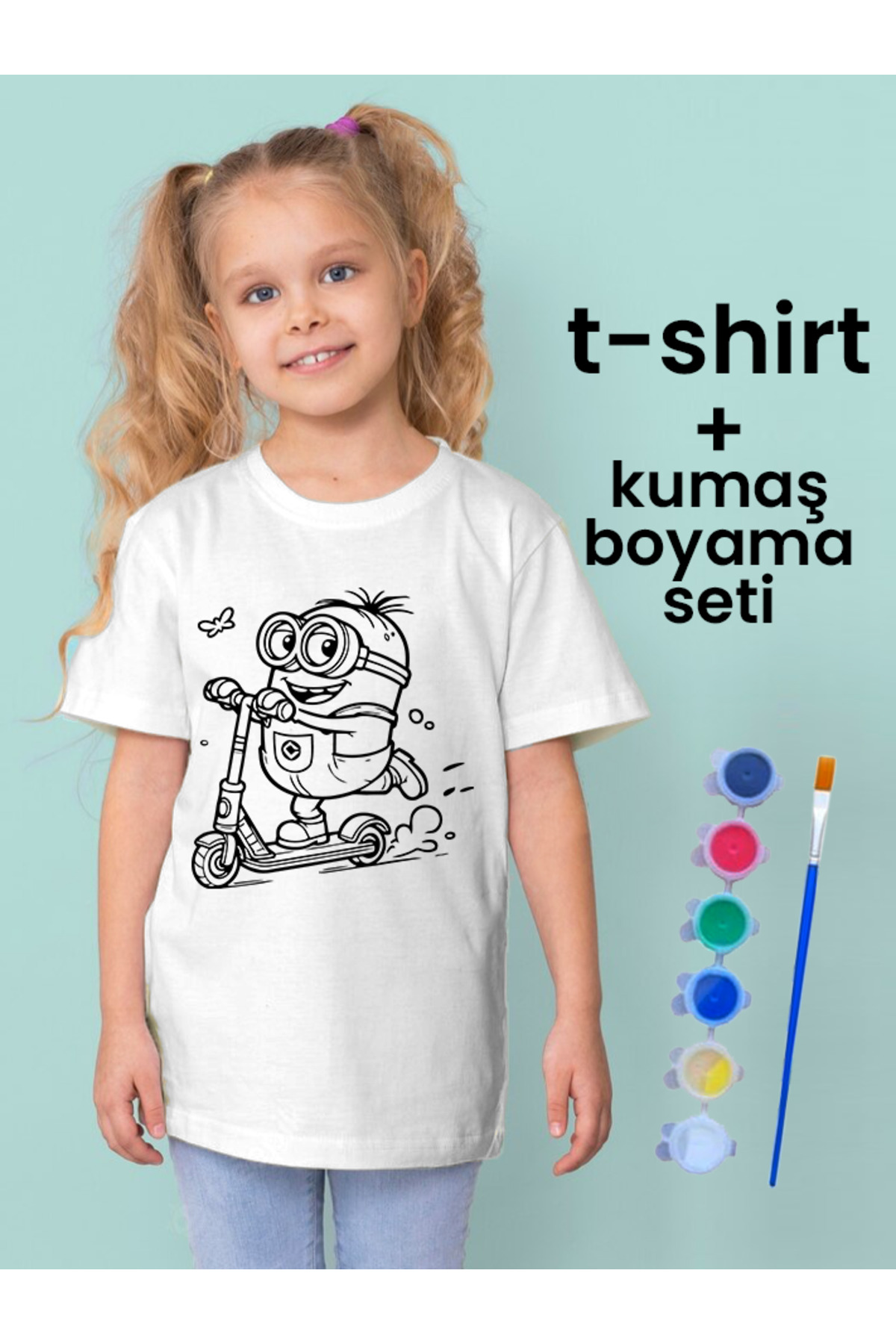 Minion Tişört Boyama Seti – Çocuk Full Set Fırçalı, Kreatif Elbis