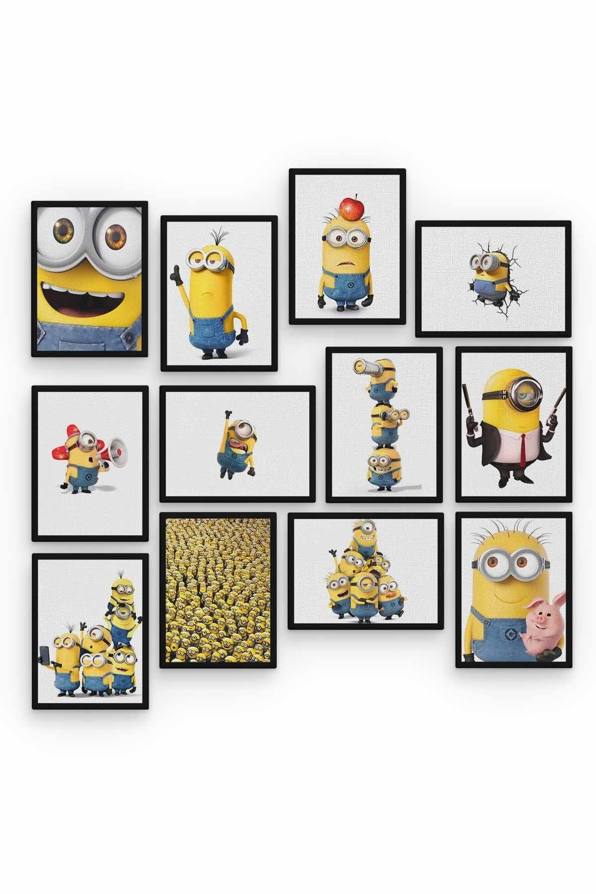 Minions 12 Parça Ahşap Mdf Tablo Zlltb253