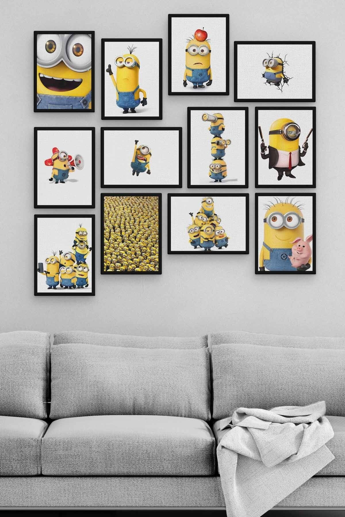 Minions 12 Parça Ahşap Mdf Tablo Zlltb253
