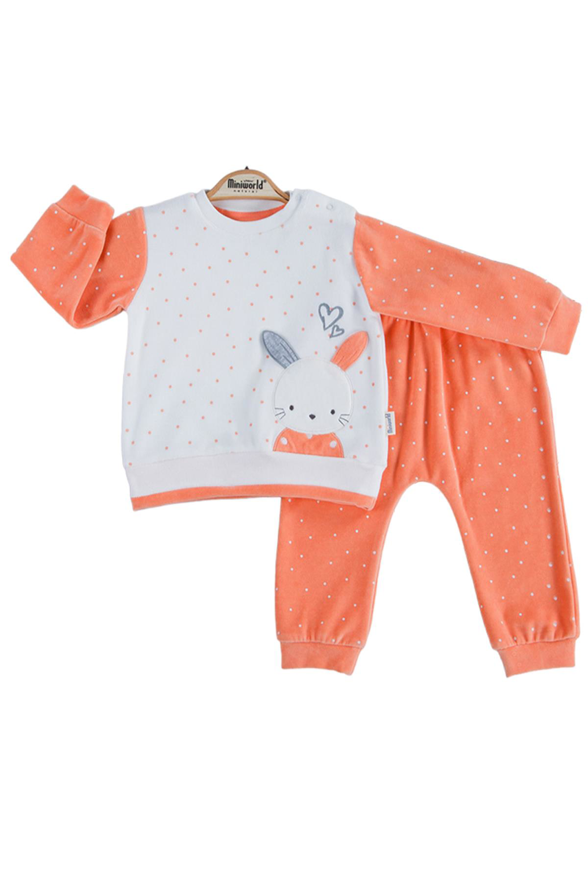 Dear Enika Miniworld Kiz Bebek Tavşan Kabartmali Kadife Alt Üst Takim 16393