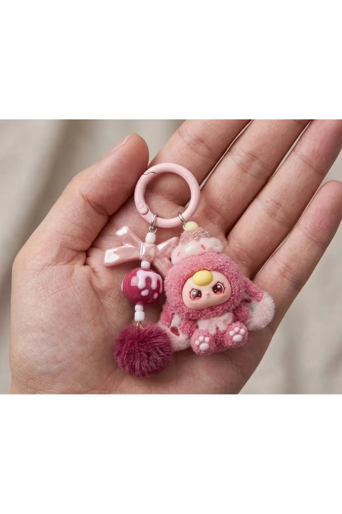 Minnak Goril Sevimli Pembe Anahtarlık ,Çanta Charmı