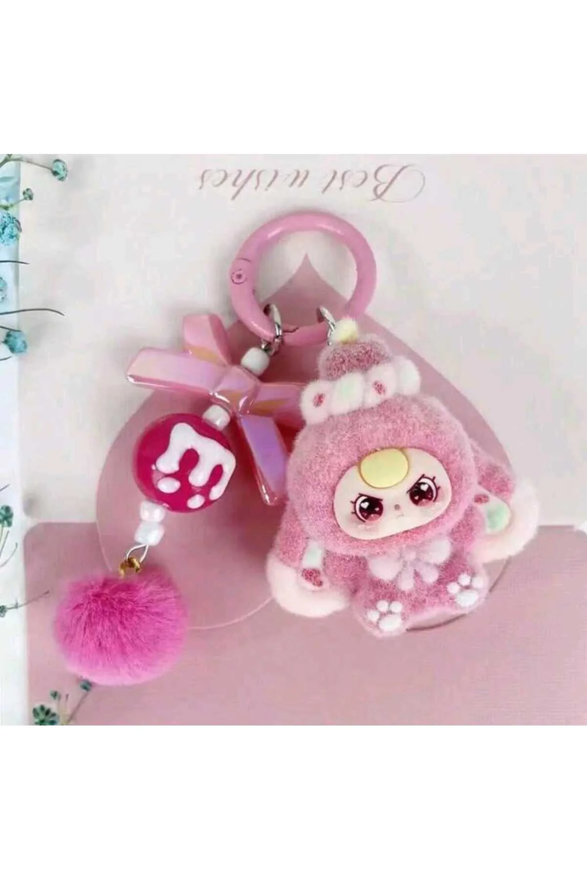 Minnak Goril Sevimli Pembe Anahtarlık ,Çanta Charmı