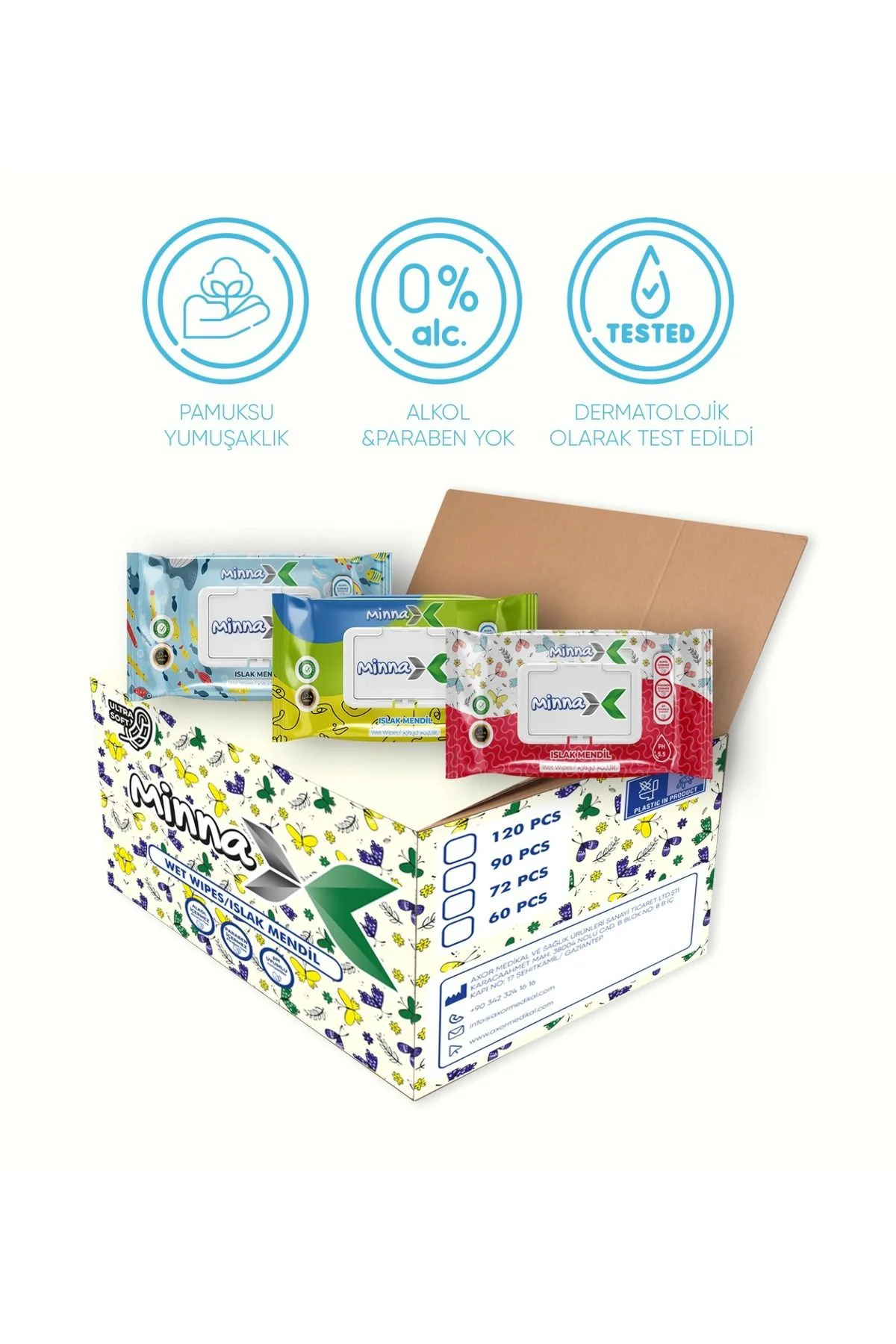 Minnax Islak Mendil 90lı 12 Paket (12X90 1080 Yaprak) Minnax Islak Mendil 90lı 12 Paket (12X90 1080 Yaprak)
