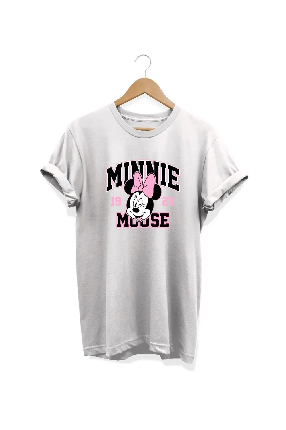 ,  Minnie Baskılı, %100 Pamuk, Bisiklet Yaka, Oversize T-shirt, B