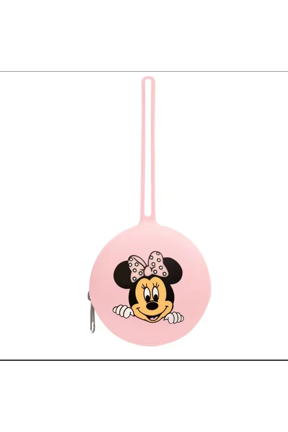 Minnie Mouse Baskılı Silikon Emzik Kutusu - Emzik Saklama Kabı - Hijyenik ve Askılı Tasarım(Pembe)
