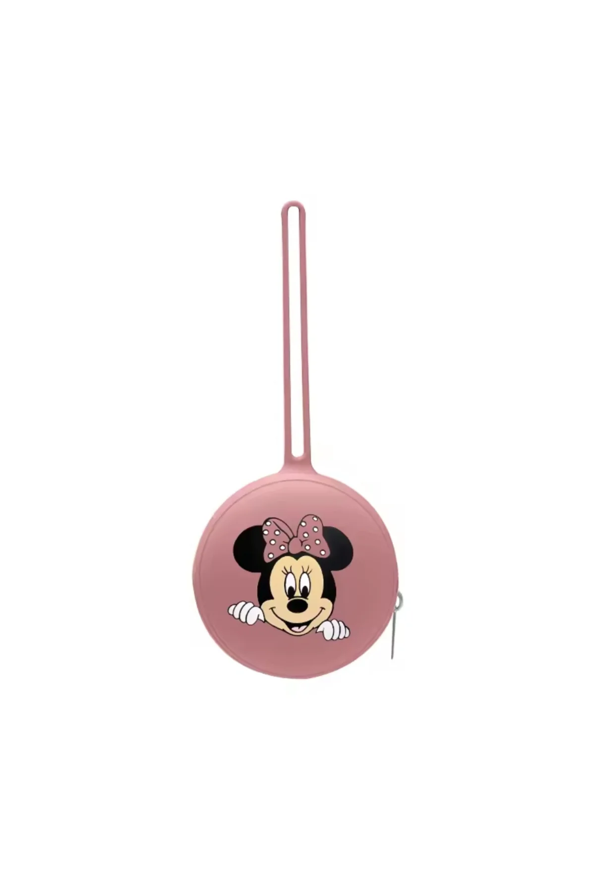 Minnie Mouse Baskılı Silikon Emzik Kutusu - Emzik Saklama Kabı - Hijyenik ve Askılı Tasarım(Koyu Pembe)