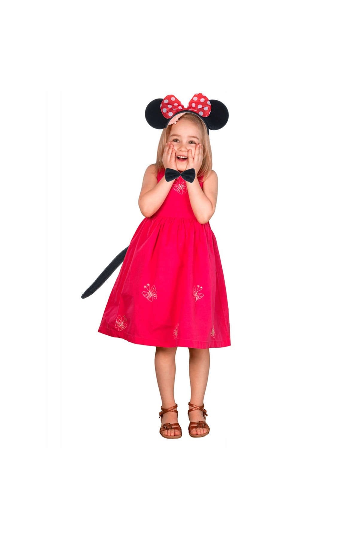 K&A Minnie Mouse Kostüm Seti Taç Kuyruk Papyon Gösteri Seti