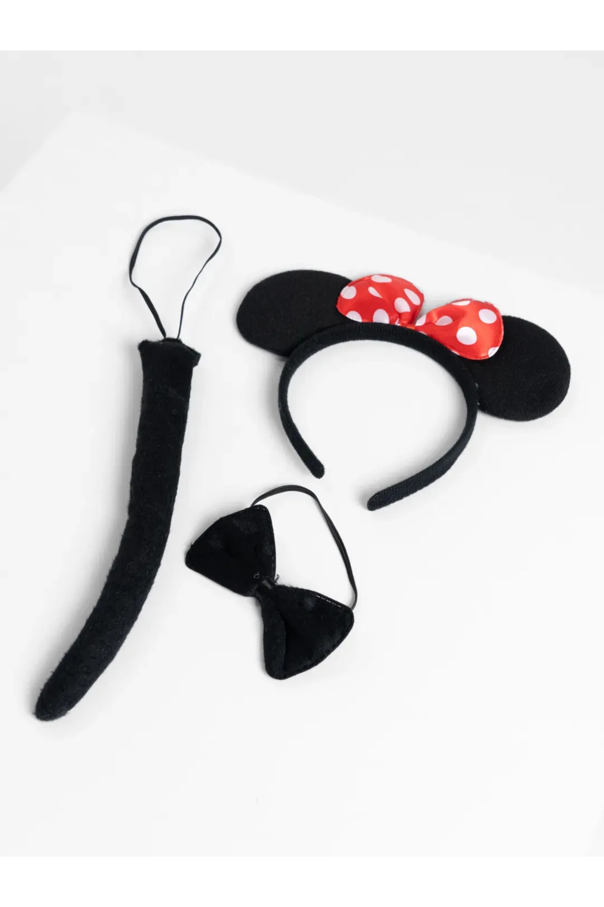 K&A Minnie Mouse Kostüm Seti Taç Kuyruk Papyon Gösteri Seti