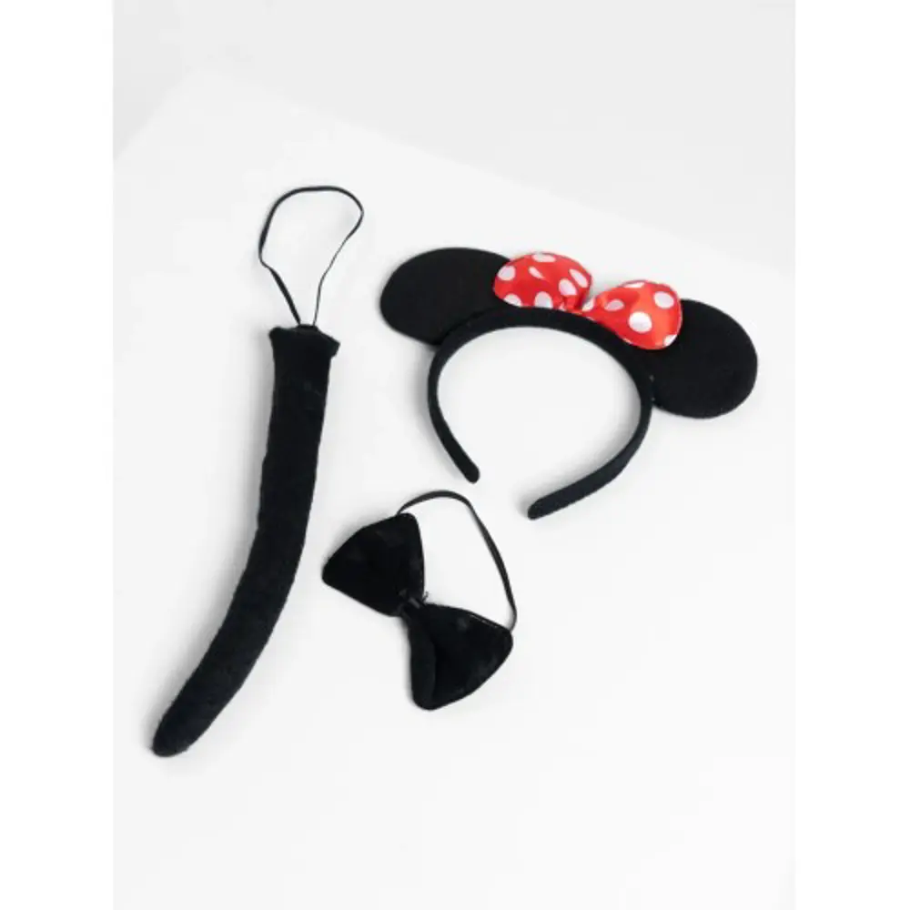 Minnie Mouse Kostüm Seti Taç Kuyruk Papyon Gösteri Seti