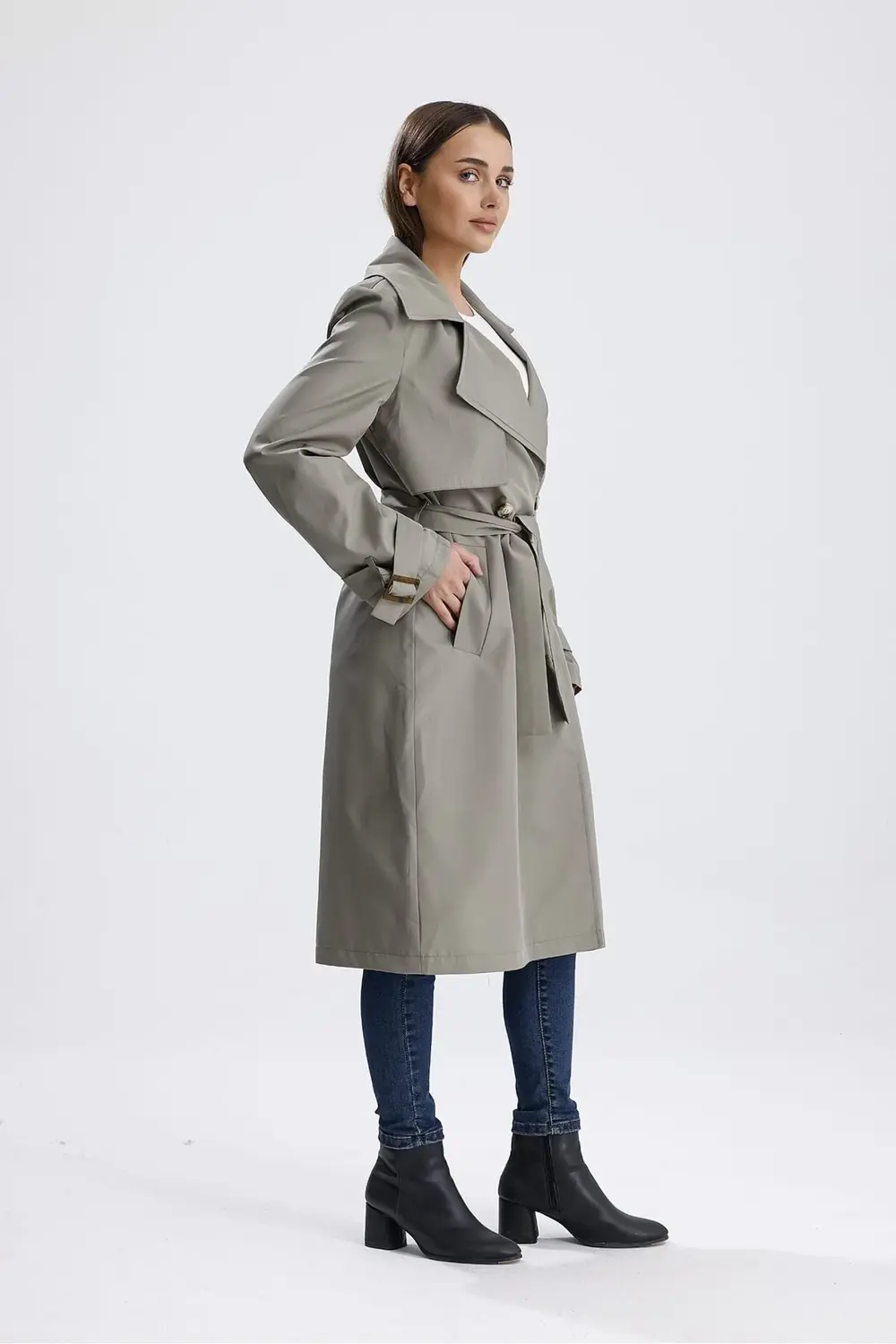 Mint Yeşili Astarlı Trençkot