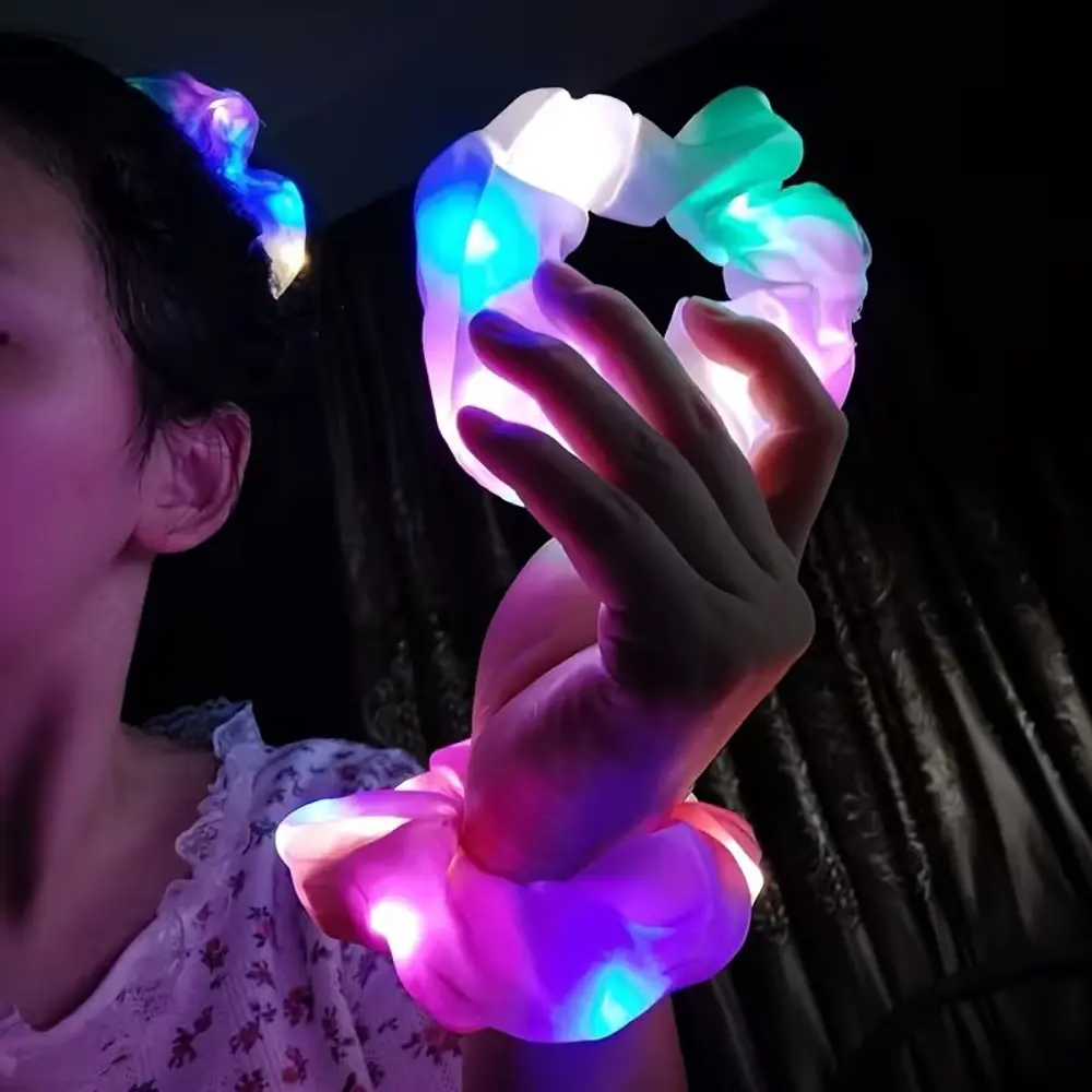 Mint Yeşili Renk Led Işıklı Lastikli Saç Tokası - 3 Modlu Festiva