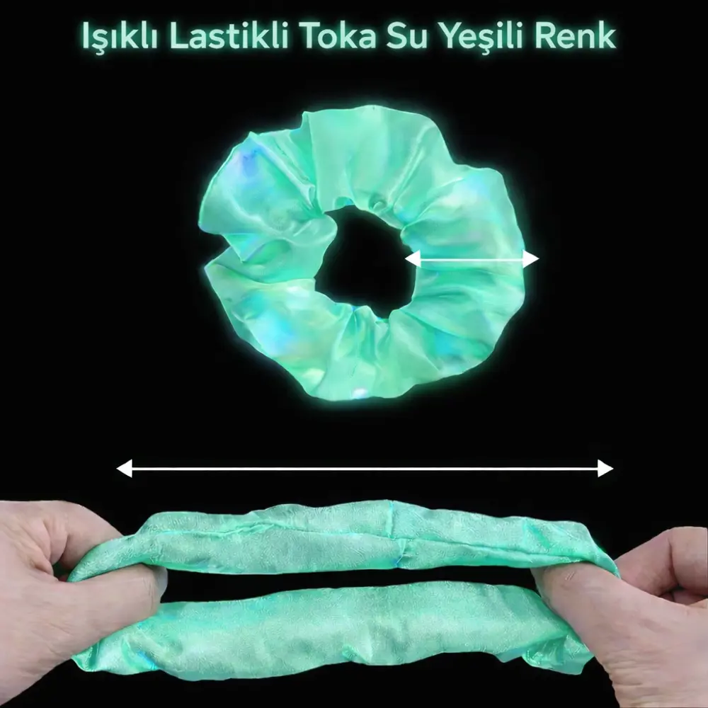 Mint Yeşili Renk Led Işıklı Lastikli Saç Tokası - 3 Modlu Festiva
