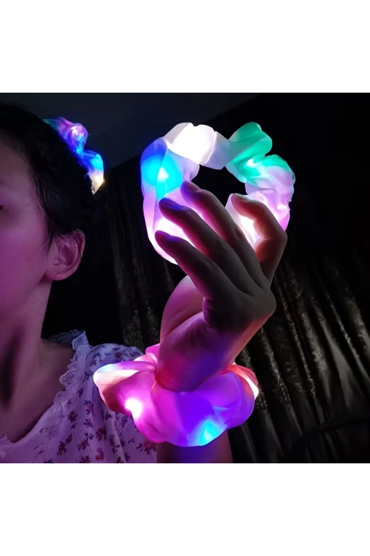 Mint Yeşili Renk Led Işıklı Lastikli Tokası - 3 Modlu Festival &amp; Parti Tokası