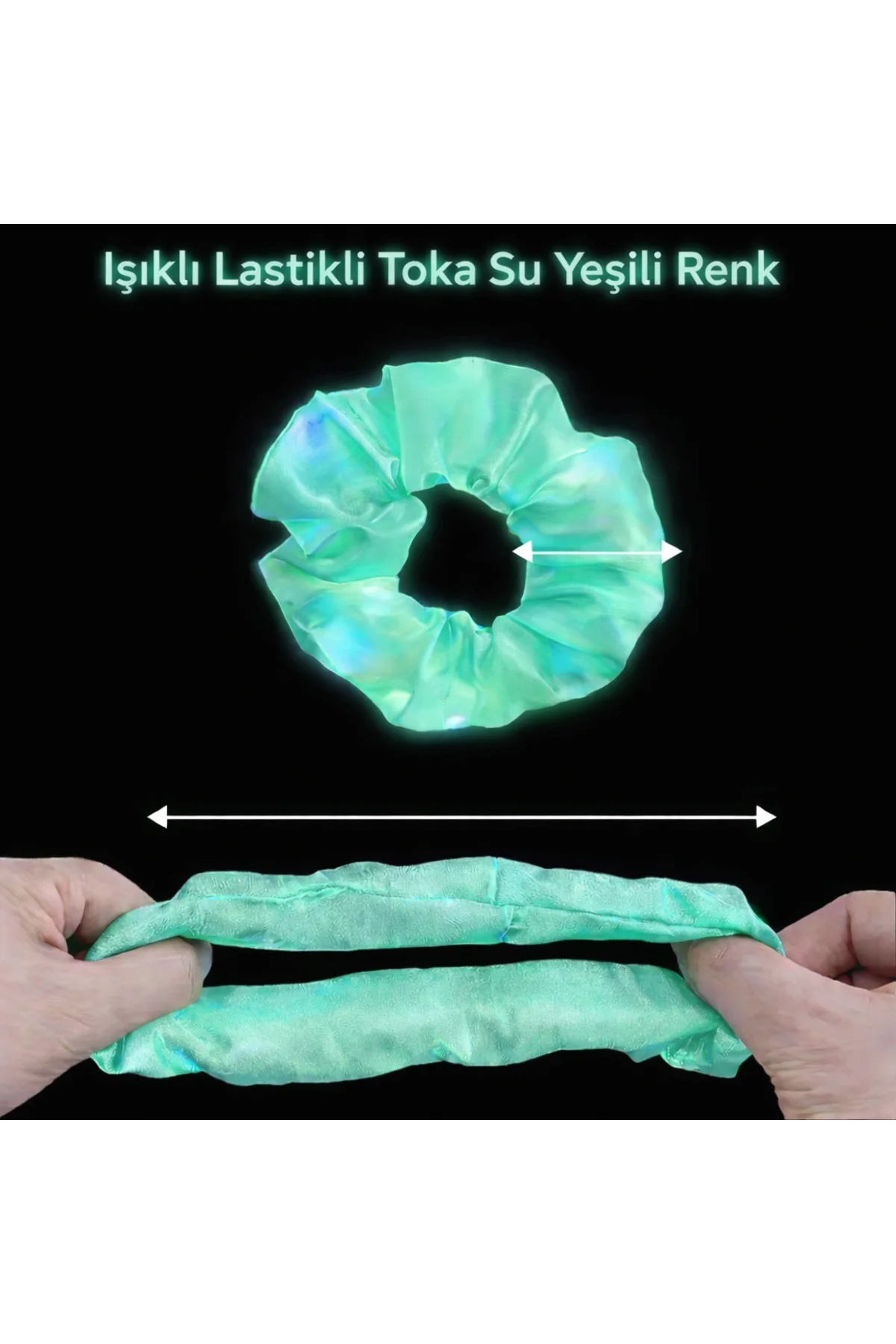 Mint Yeşili Renk Led Işıklı Lastikli Tokası - 3 Modlu Festival &amp; Parti Tokası
