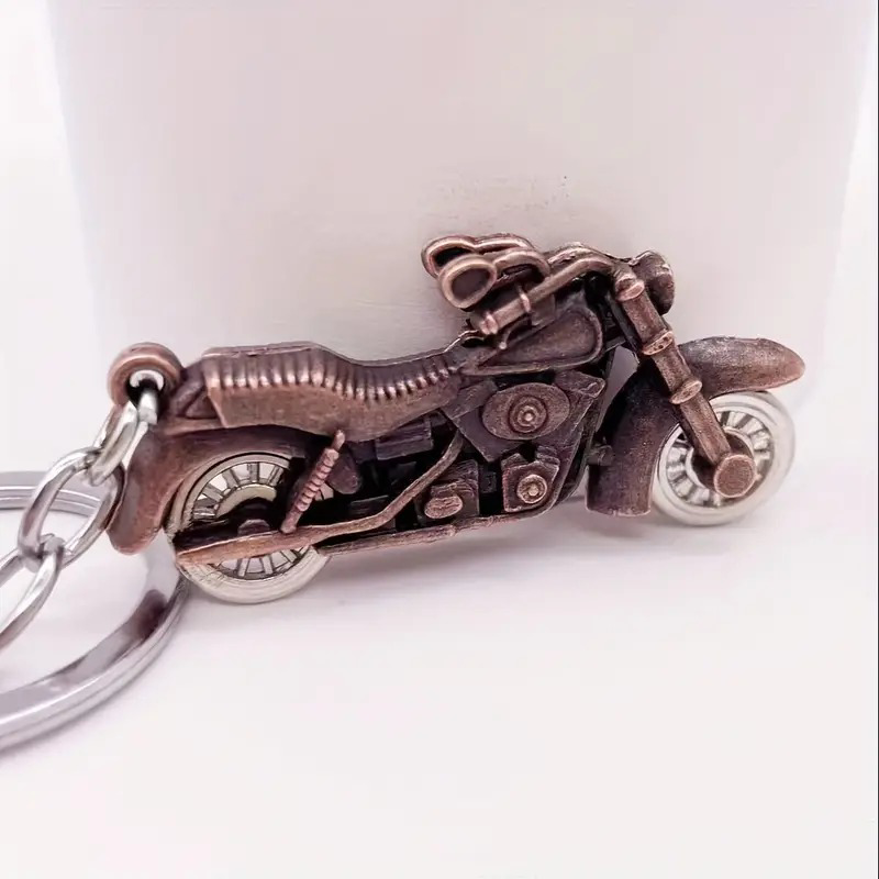 Minyatür Dönebilen Tekerleklerle Retro Motosiklet Anahtarlık& Sırt Çantası Süsü