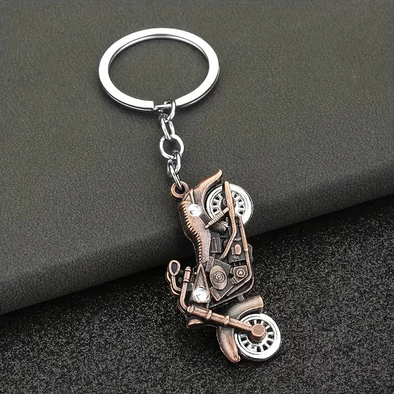 Minyatür Dönebilen Tekerleklerle Retro Motosiklet Anahtarlık& Sırt Çantası Süsü