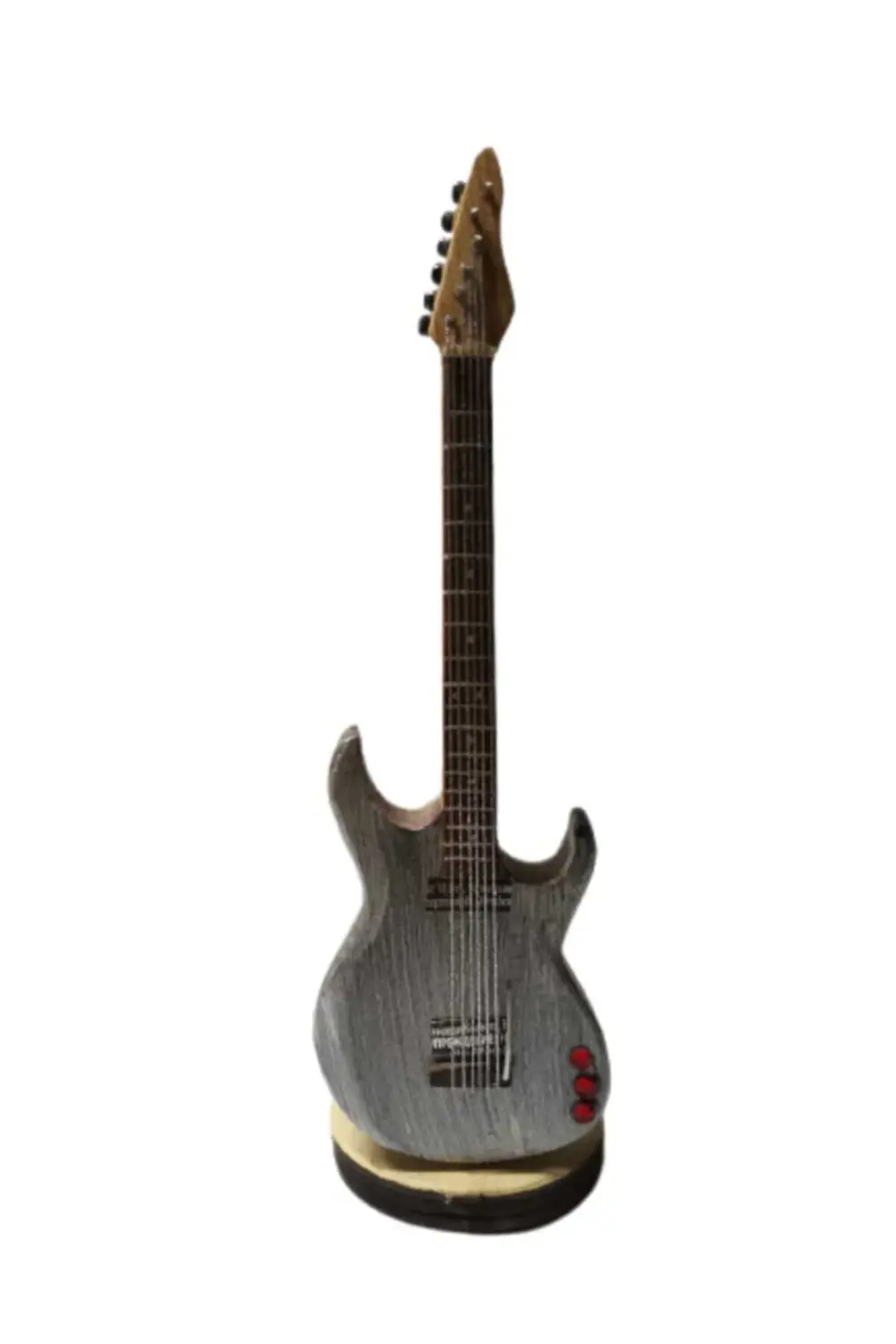 Minyatür Elektro Gitar Gri Masa Üstü Hediyelik Eşya (14x3)