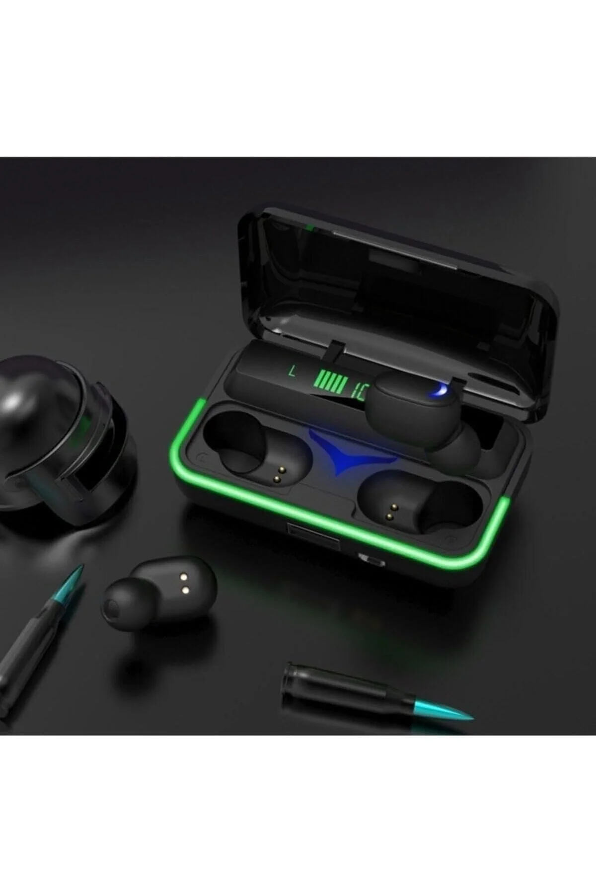 Mipods Kablosuz Kulaklık Bluetooth V5.1 Oyuncu Işıklı Göstergeli Çift Mikrofonlu Powerbankli