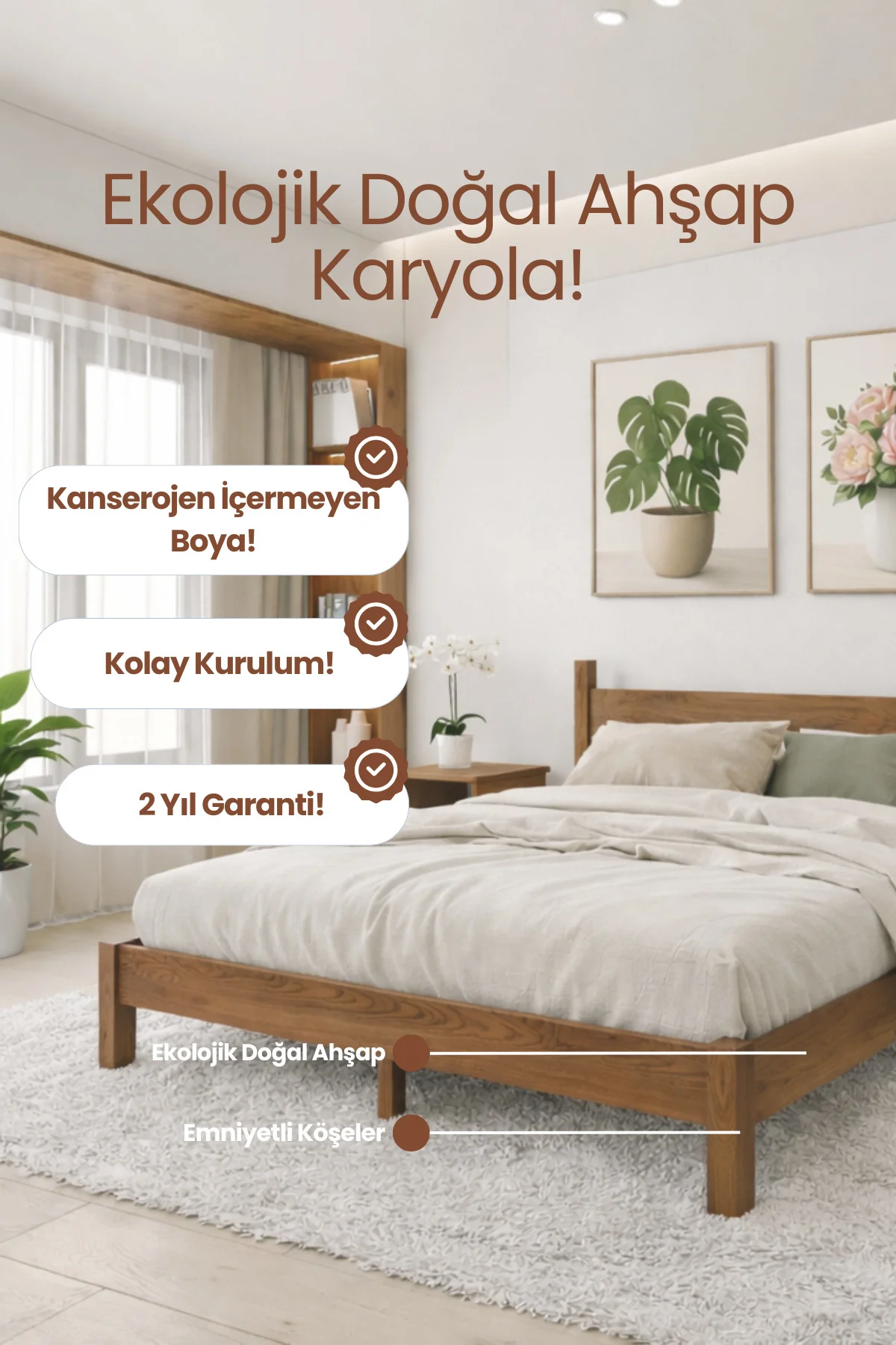 Mirage Masif Ahşap Karyola - Modern Doğal Çam Karyola Fiyatı, Yorumları ve Özellikleri