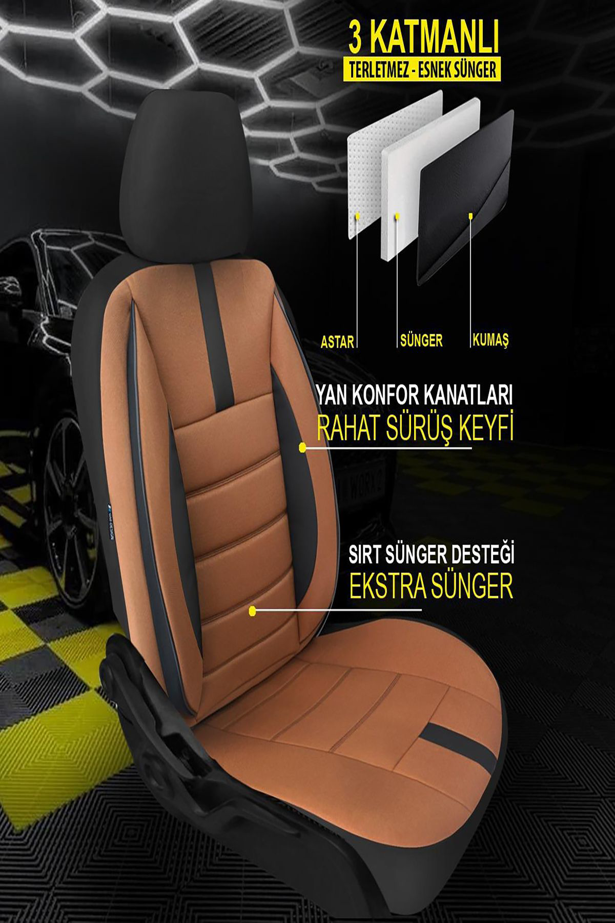 Dgnl Mirage Serisi Taytüyü Kumaş Deri Detayli Airbag Dikimli Oto Koltu