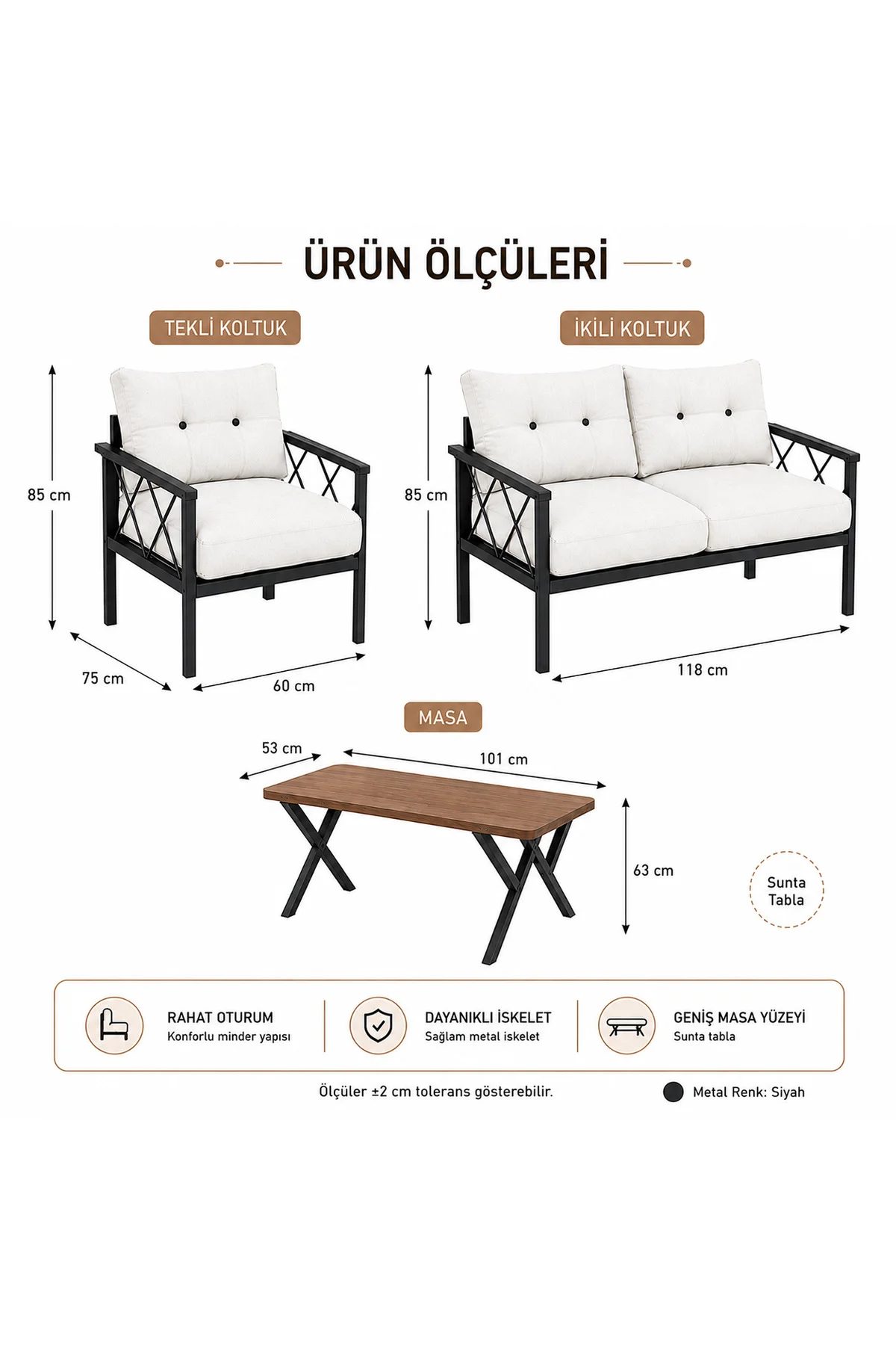 Miray 211 Masalı Krem Fermuarlı Bahçe Balkon Takımı, Salon, Teras