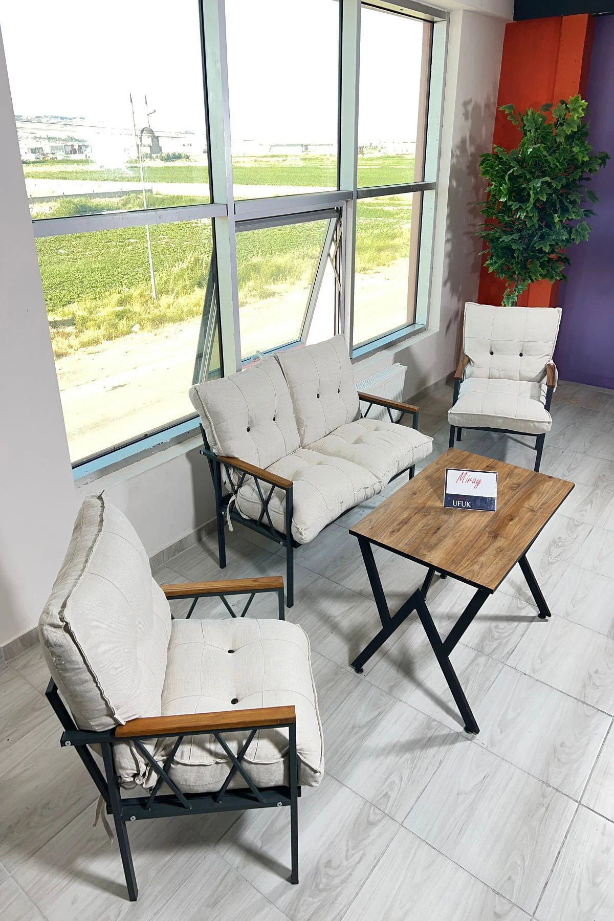 Miray 211 Masalı Krem Fermuarlı Bahçe Balkon Takımı, Salon, Teras