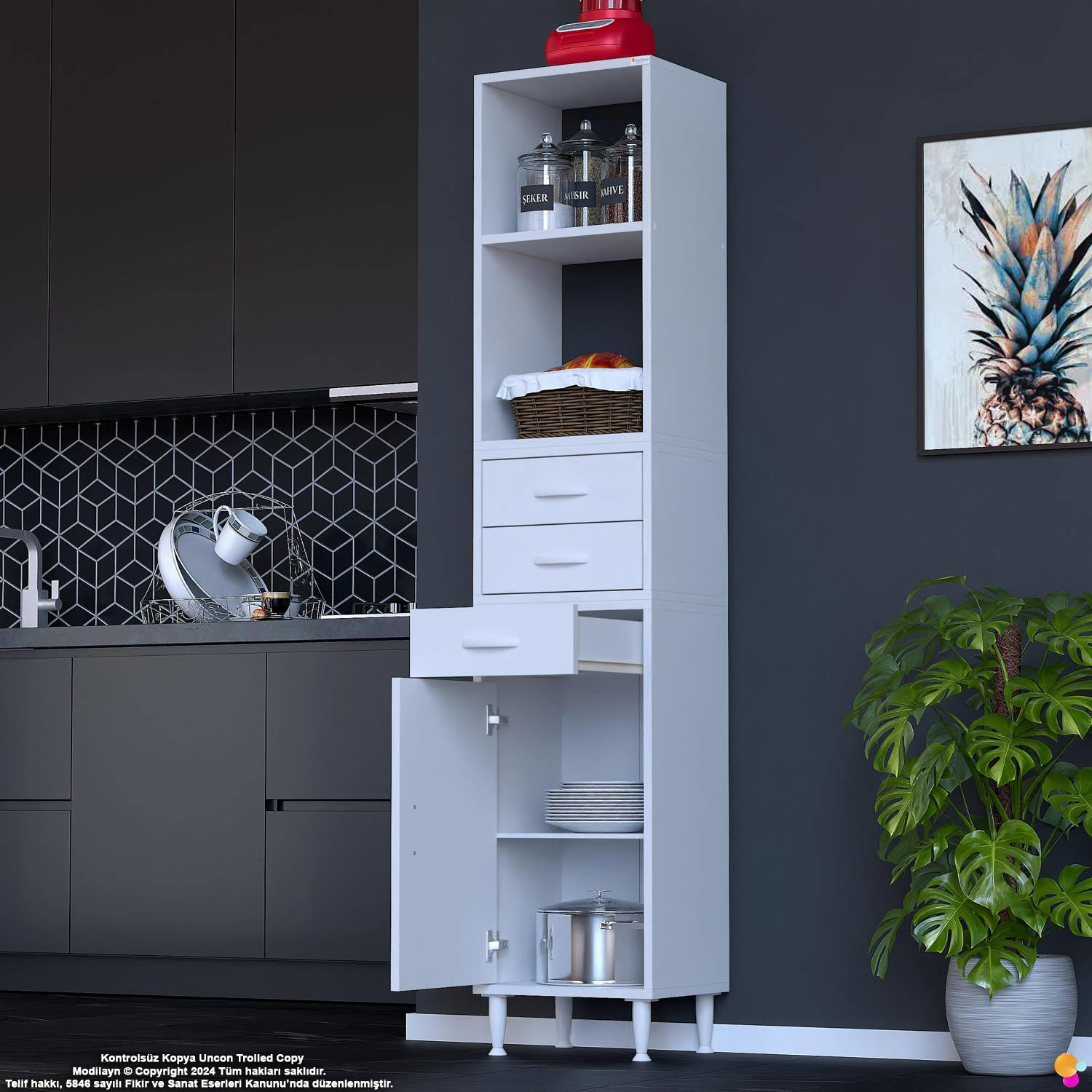 Miray 50 cm Mutfak Standı Mutfak Rafı Çok Amaçlı Dolap Beyaz Kile Miray 50 cm Mutfak Standı Mutfak Rafı Çok Amaçlı Dolap Beyaz Kile - Görsel 4