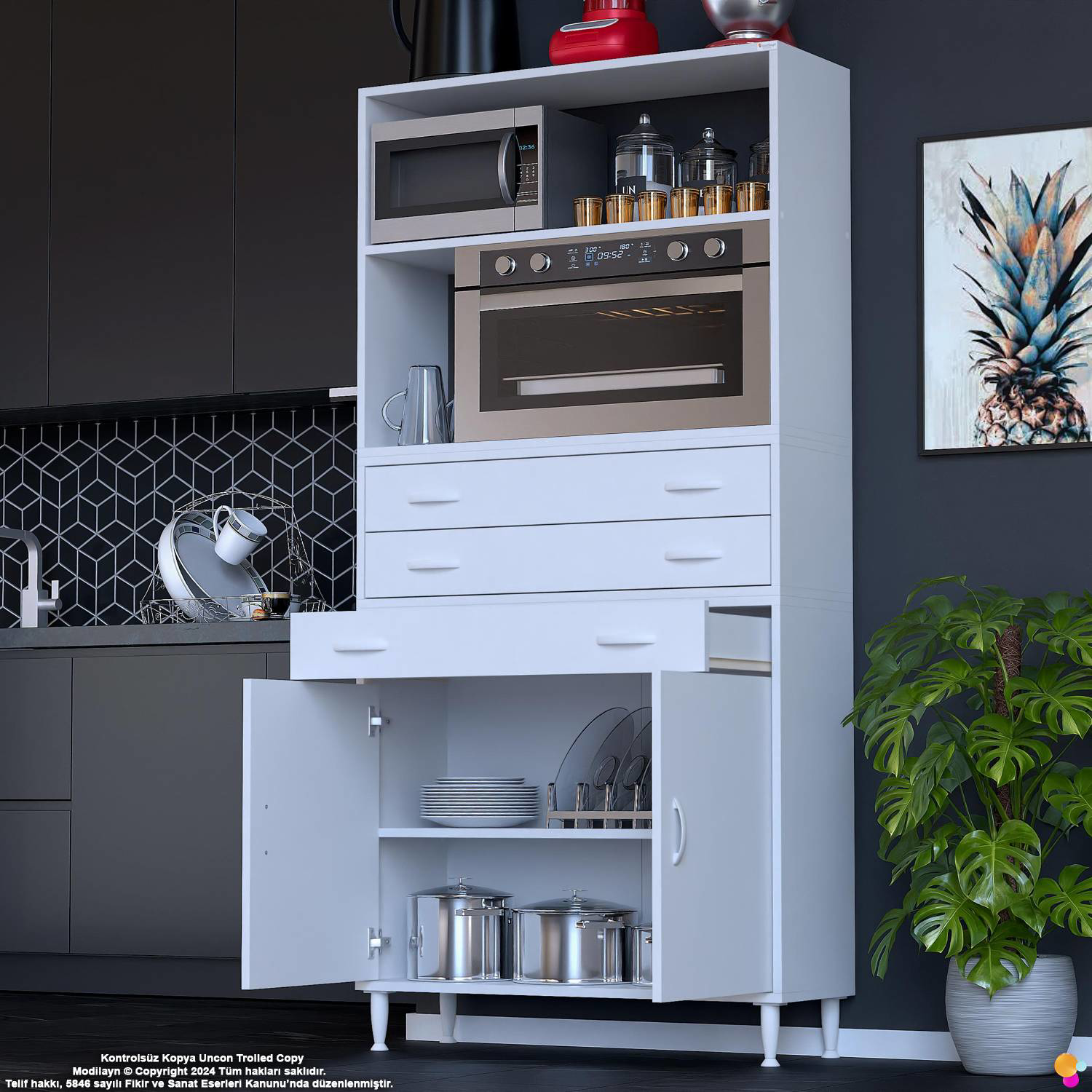 Miray 90 cm Mutfak Standı Fırın Dolabı Çok Amaçlı Dolap Beyaz Kil Miray 90 cm Mutfak Standı Fırın Dolabı Çok Amaçlı Dolap Beyaz Kil - Görsel 4
