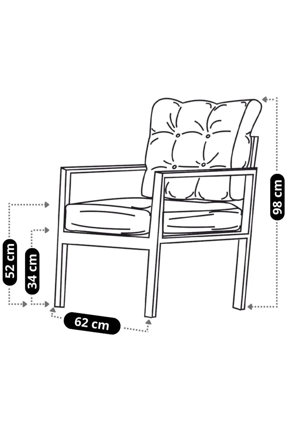 Miray Düğmeli Krem Tekli Koltuk Fermuarlı Keten Kumaş, Modern Kon