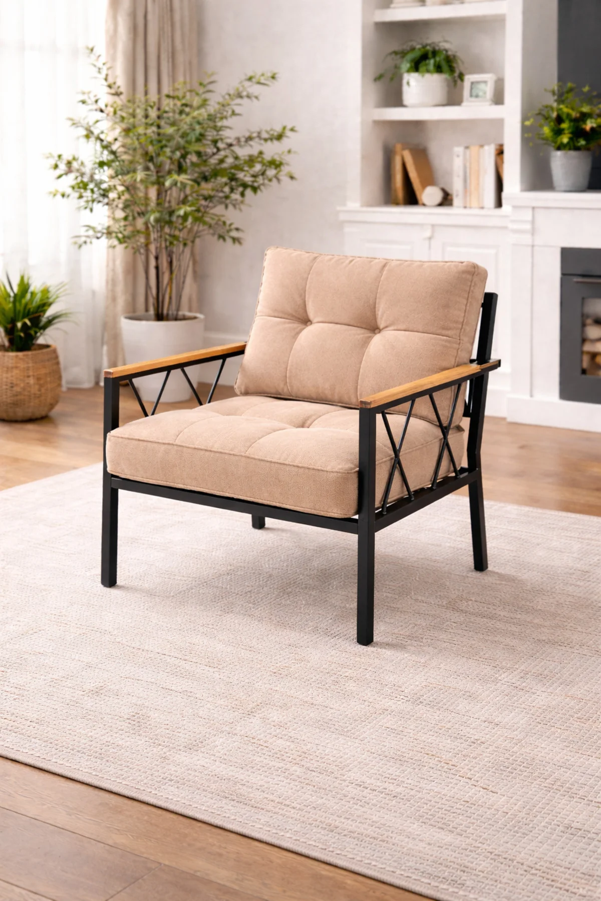 Miray Tek’li Minderli Bahçe Balkon Koltuğu Modern Metal Tasarım