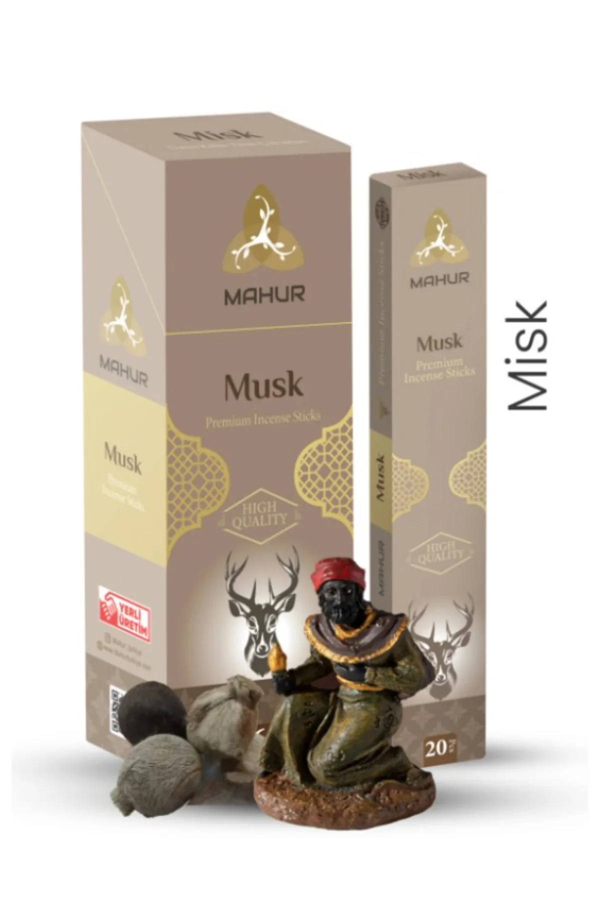 MİSK (MUSK) ÇUBUK TÜTSÜ 5 PAKET 100 ADET (INCENSE STICKS, 5 PACKS, 100 STICKS)