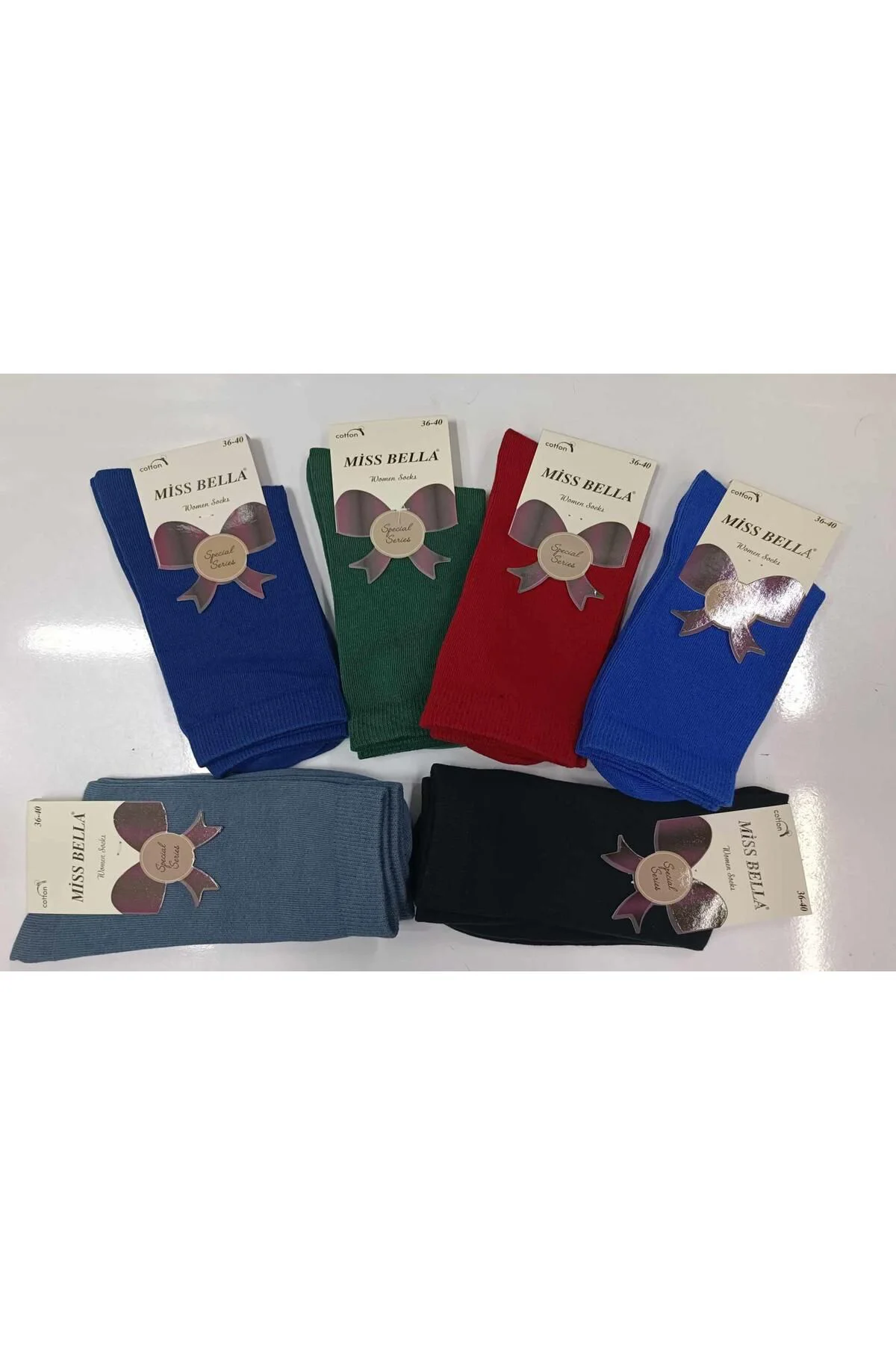 Miss Bella Kadın Pamuklu Soket Düz Koyu Pastel Çorap 01- 6 Adet