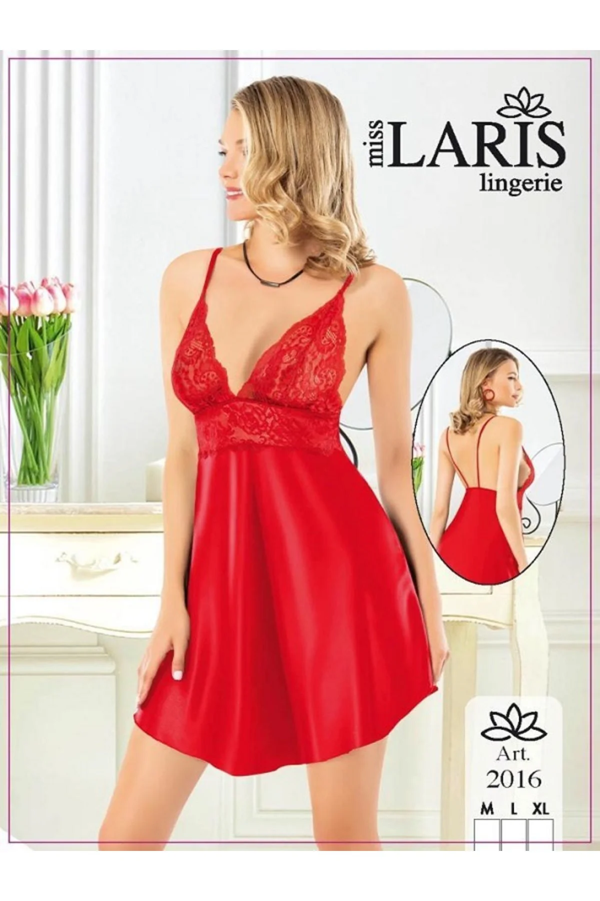 MİSS LARİS Lingerie Saten Askılı Mini Gecelik