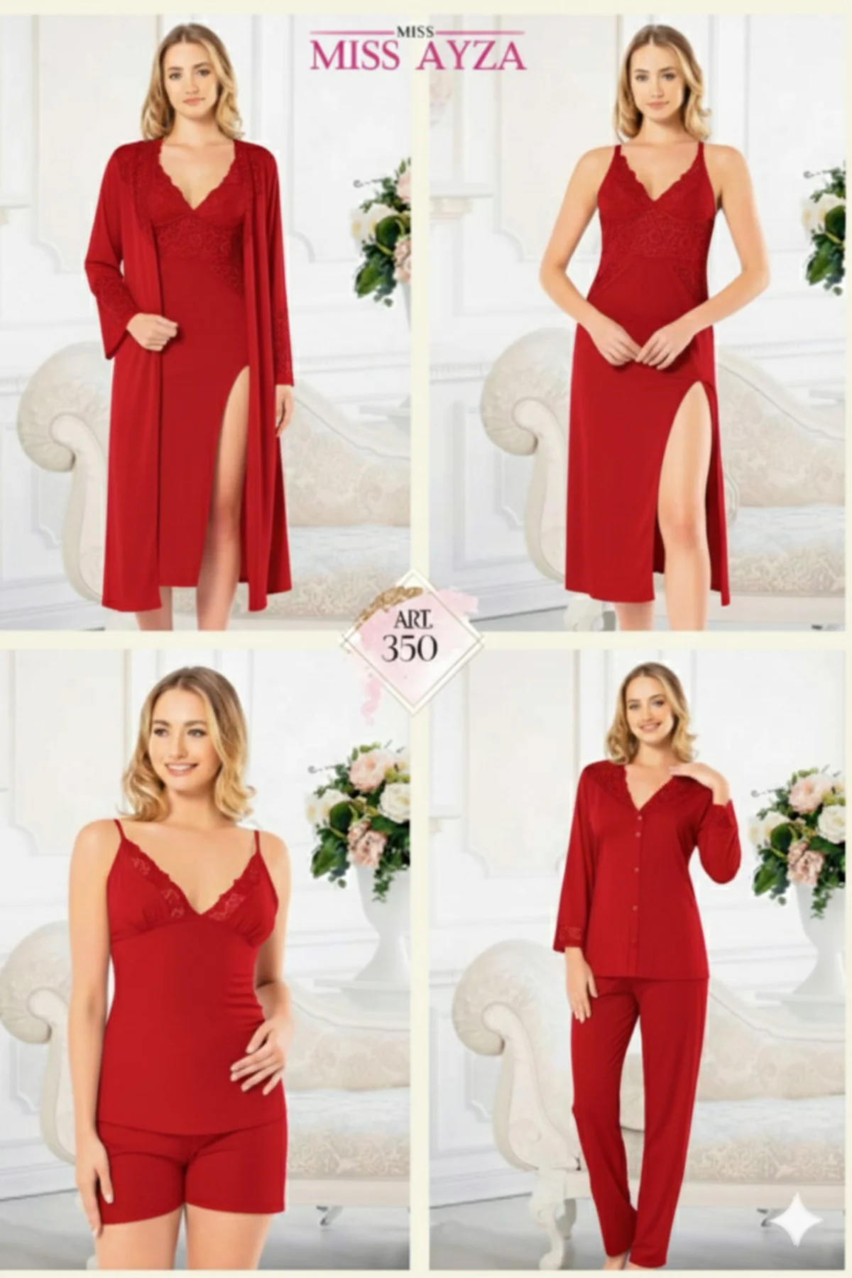 MissAyza 350 PENYE 6'LI UZUN GECELİK SABAHLIK SETİ