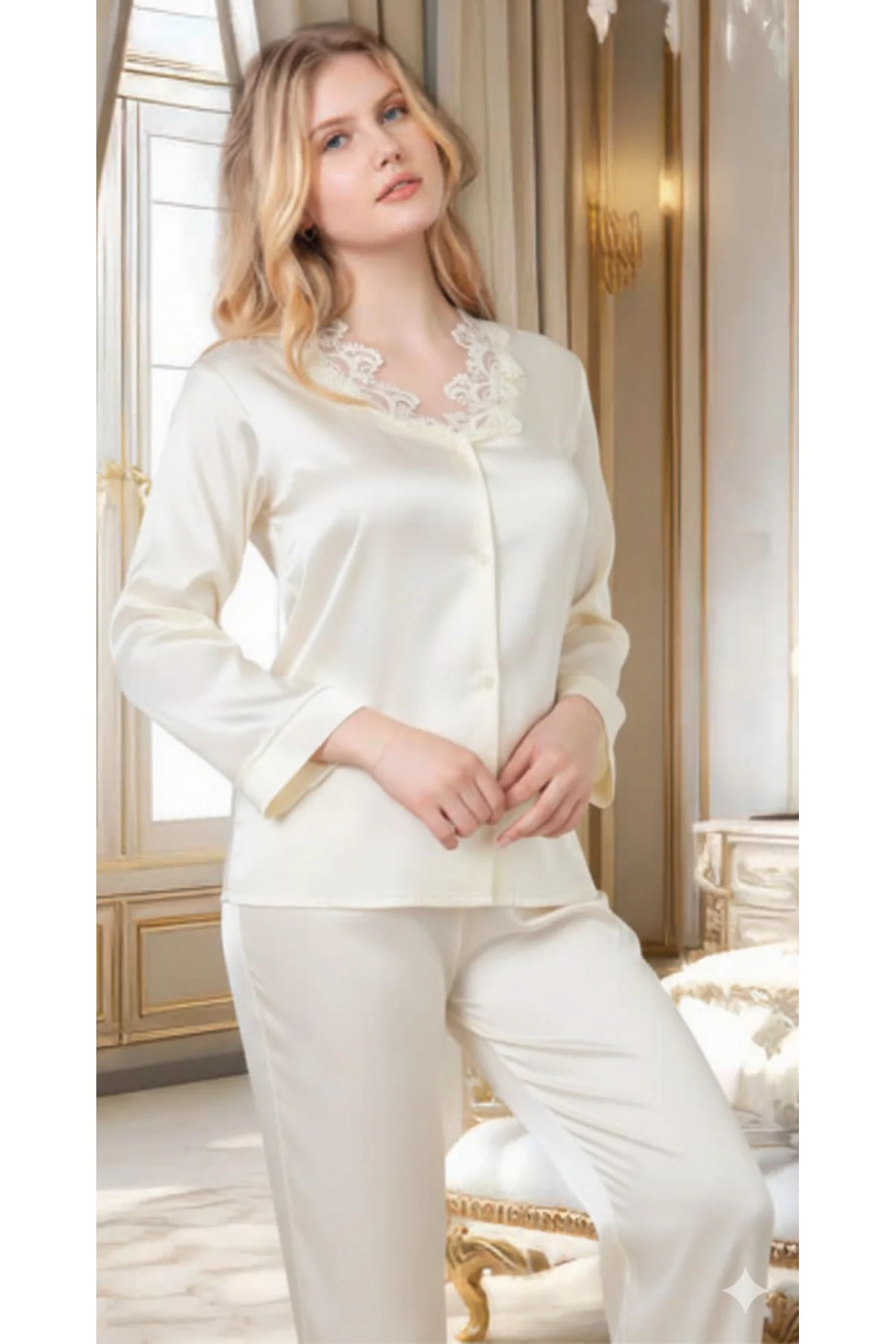MissAyza 4030 İPEK SATEN 6'LI KISA GECELİK ve SABAHLIK ÇEYİZ SETİ