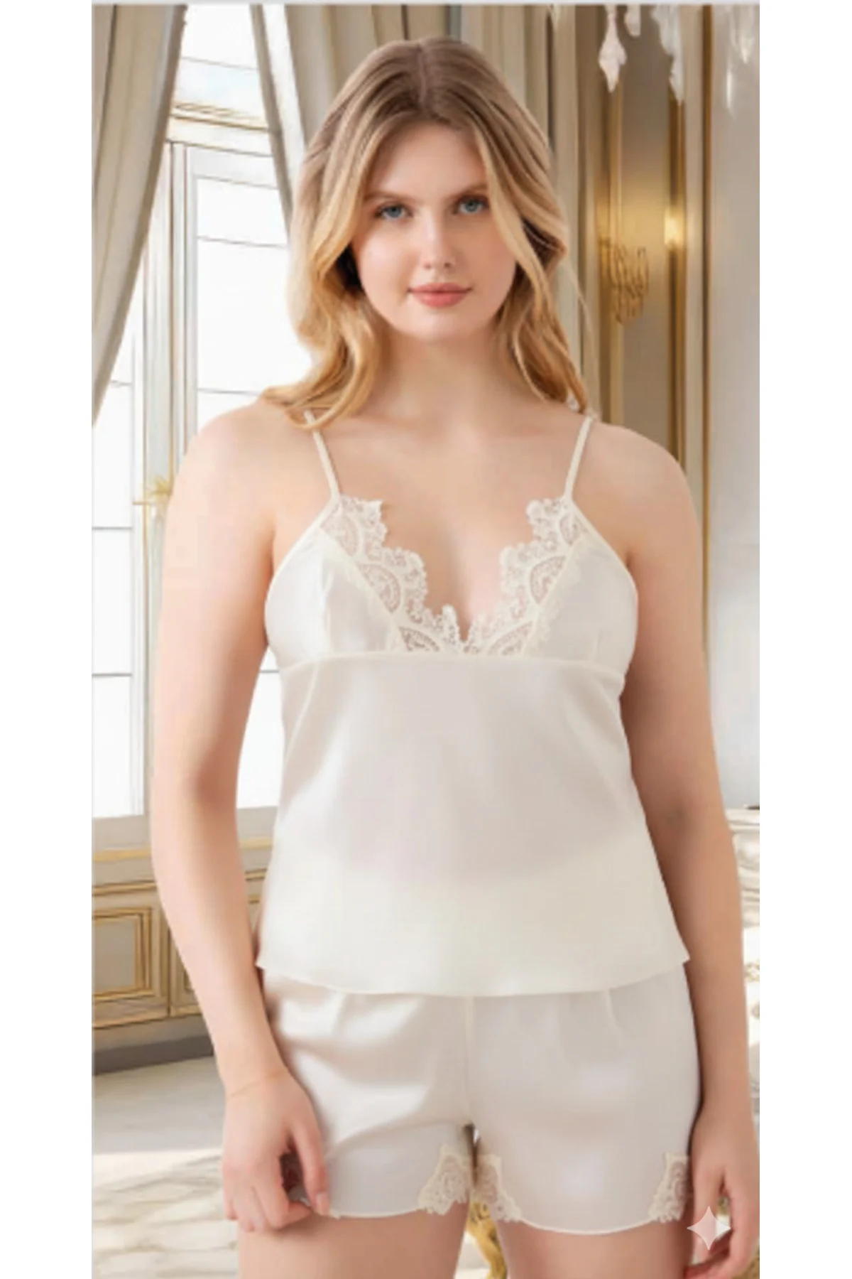 MissAyza 4030 İPEK SATEN 6'LI KISA GECELİK ve SABAHLIK ÇEYİZ SETİ