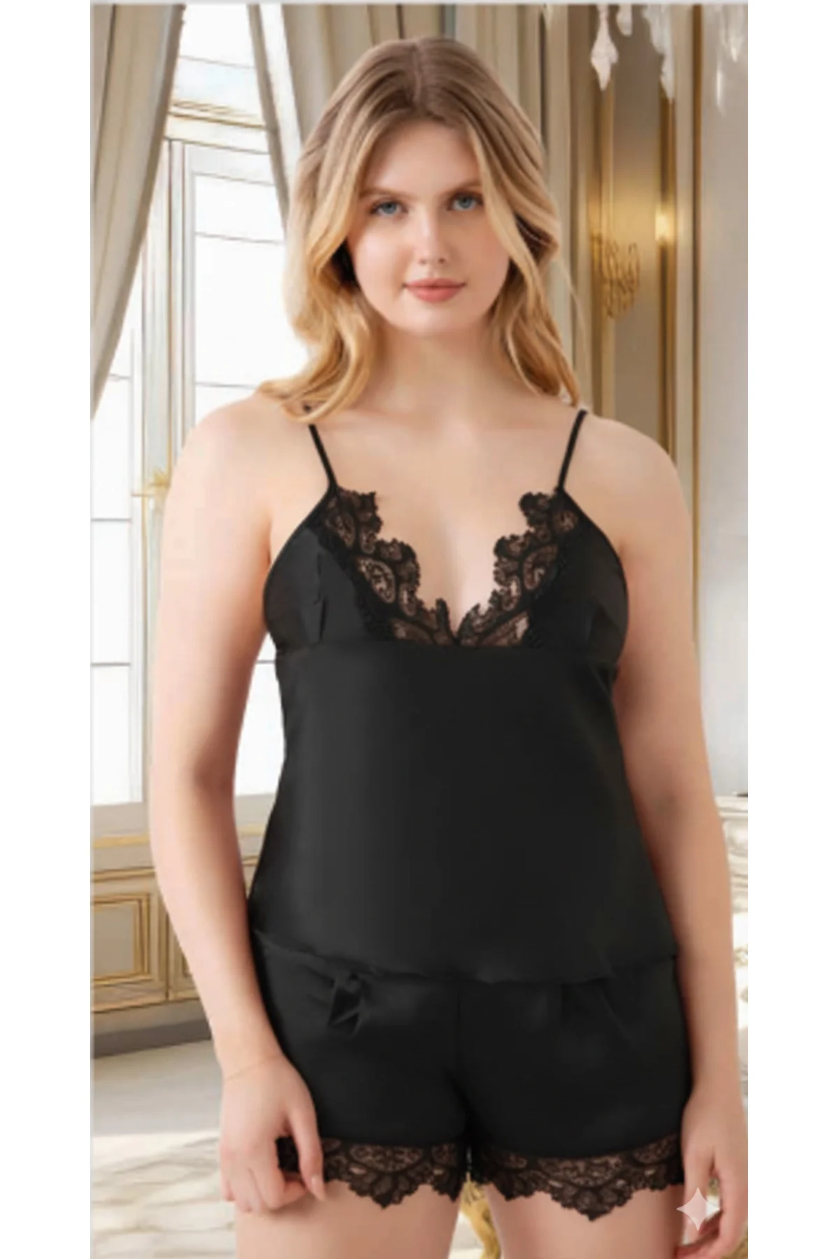 MissAyza 4030 İPEK SATEN 6'LI KISA GECELİK ve SABAHLIK ÇEYİZ SETİ