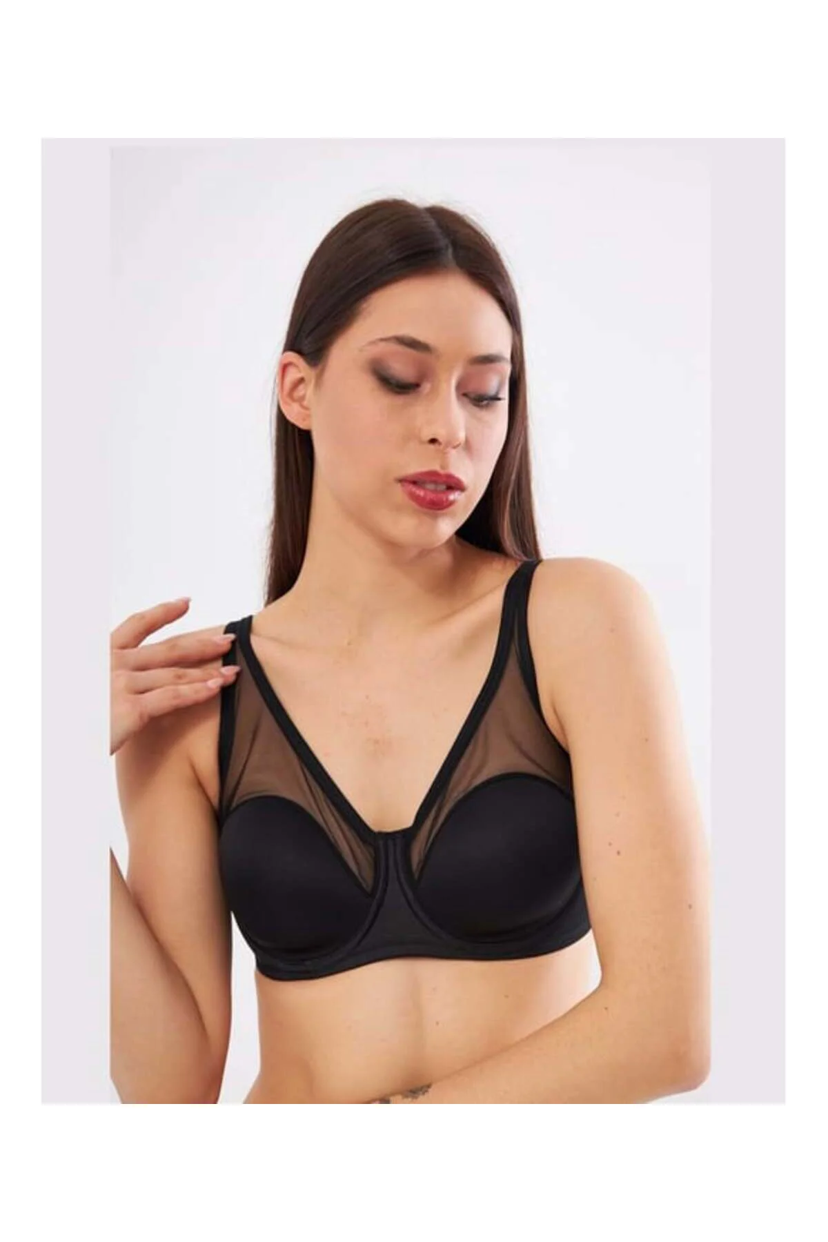 MissAyza 9200 B-C-D Cup Tül Detaylı Toparlayıcı Soft Sütyen Tekli