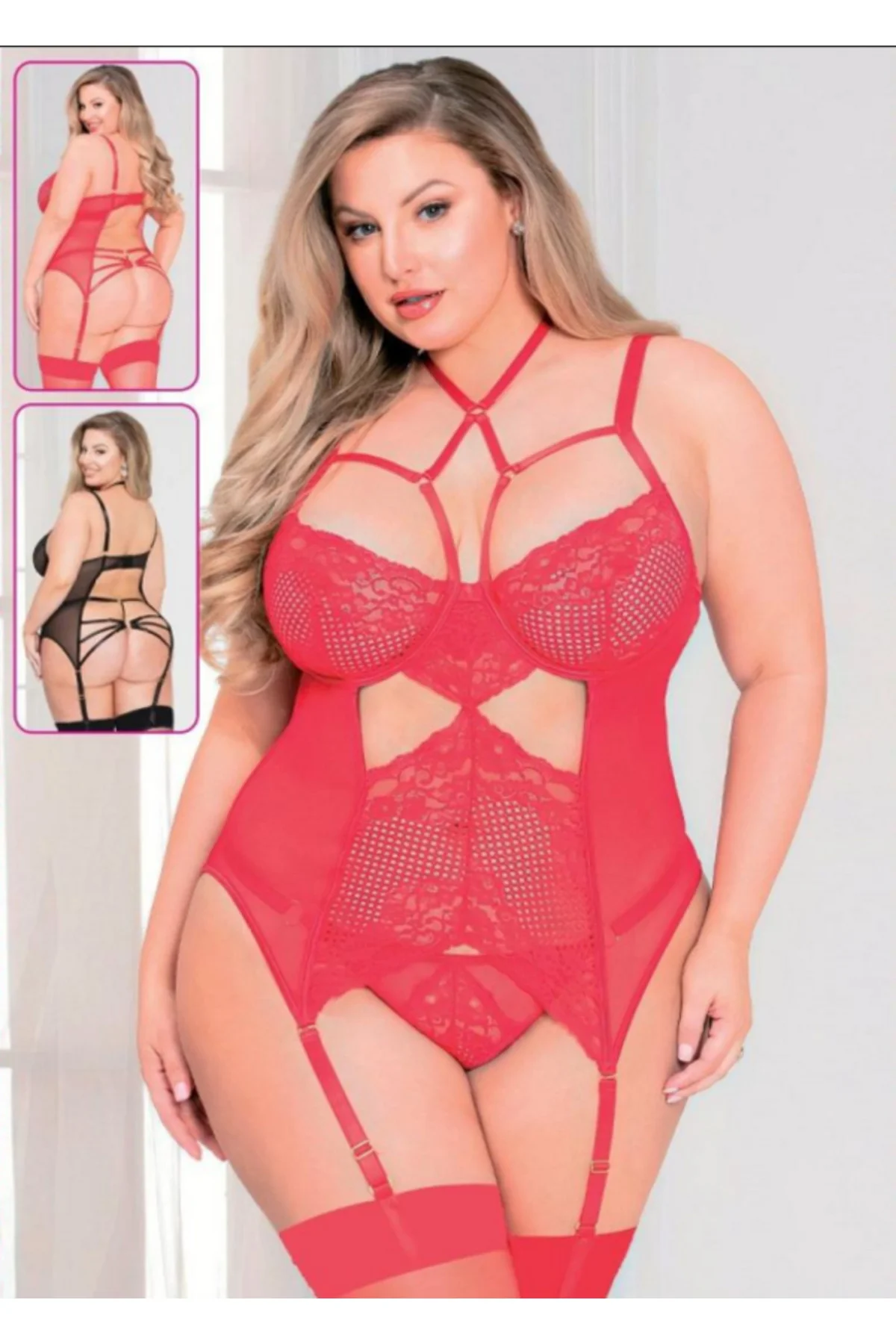 MissAyza Büyük Beden Dantelli Jartiyerli Body - Sexy Büstiyer Takım MissAyza Büyük Beden Dantelli Jartiyerli Body - Sexy Büstiyer Takım