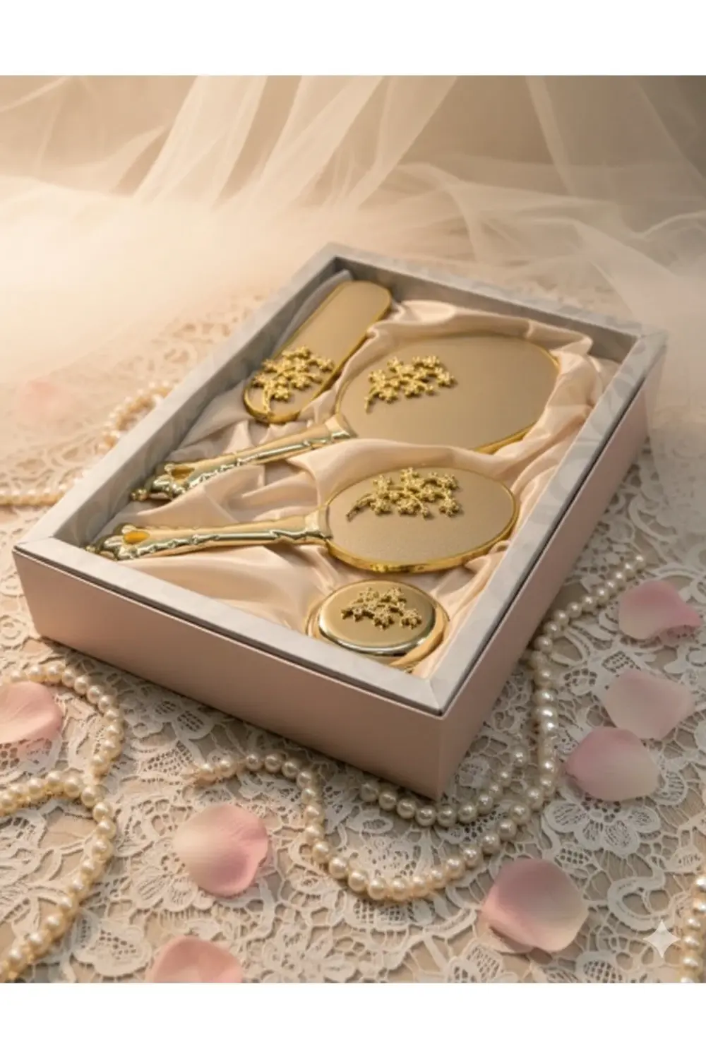 MİSSAYZA GOLD SERİSİ ÇEYİZLİK HEDİYELİK LÜKS AYNA TARAK TAKIMI