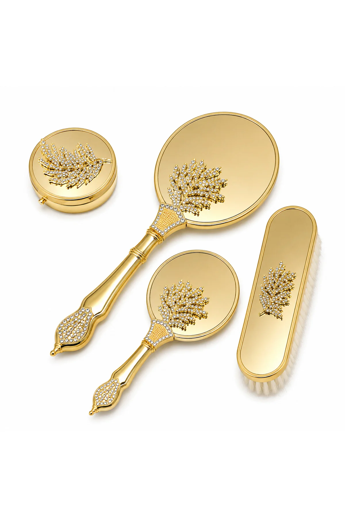 MissAyza Gold Yaprak Desenli Taş İşlemeli Gelin Hazırlık Seti, Çe MissAyza Gold Yaprak Desenli Taş İşlemeli Gelin Hazırlık Seti, Çe