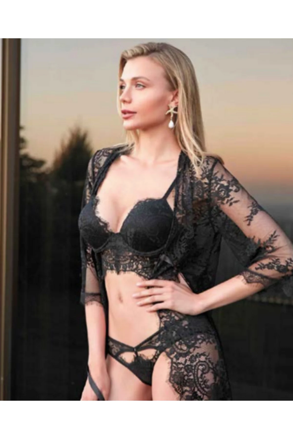 MissAyza Kadın Dantelli Büstiyer Kimono 3'lü Takım Gelin Çeyizlik MissAyza Kadın Dantelli Büstiyer Kimono 3'lü Takım Gelin Çeyizlik