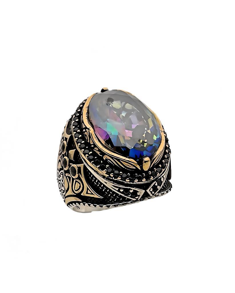 Gevheranss Mistik Topaz Ve Zirkon Taşli Gümüş Yüzük 240053313G27y