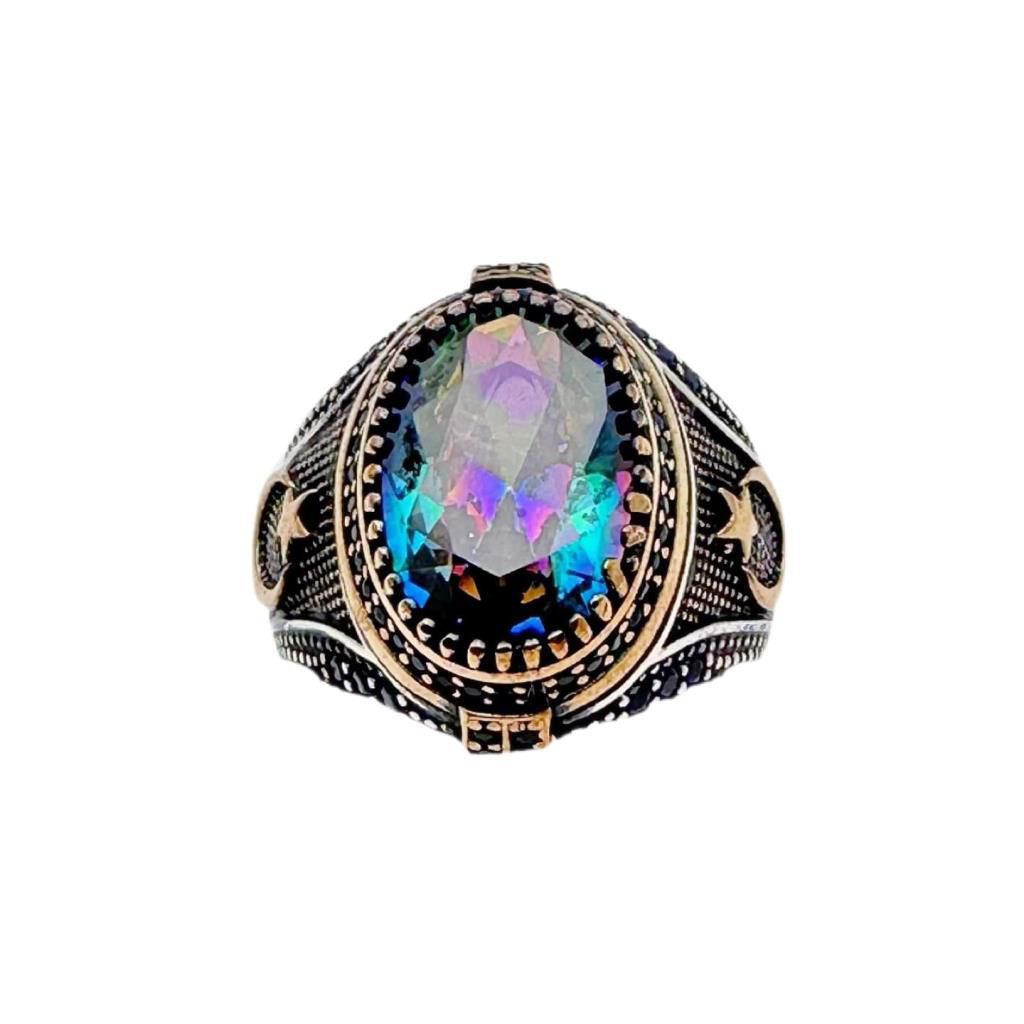 Mistik Topaz ve Zirkon Taşlı Erkek Yüzüğü 220044994G12Y Mistik Topaz ve Zirkon Taşlı Erkek Yüzüğü 220044994G12Y