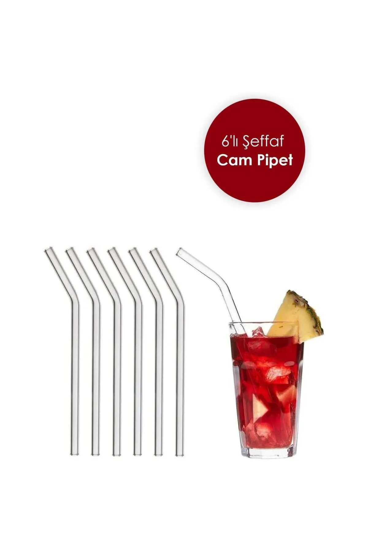Mithra Life 6 lı Şeffaf Eğimli Cam Pipet MIT1003