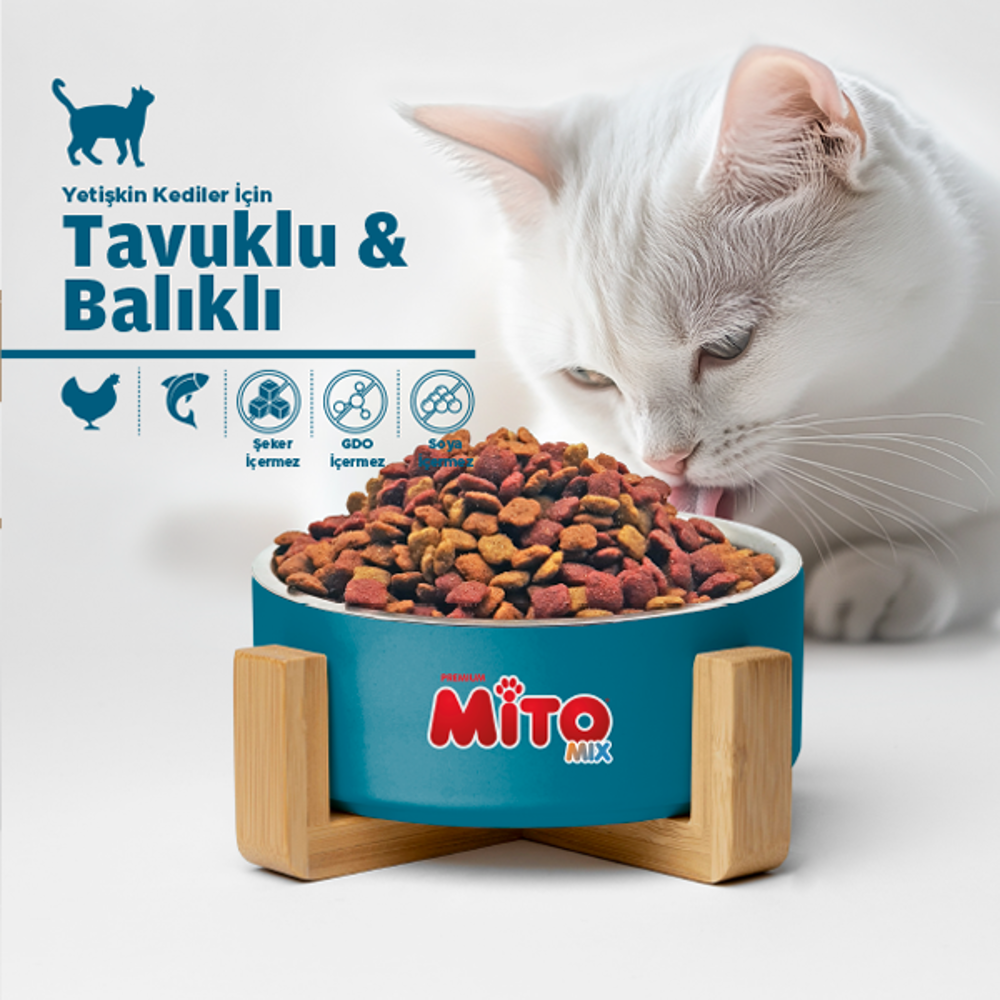 Mito Mix Adult Tavuklu ve Balıklı Yetişkin Kedi Maması 3 Kg Açık 