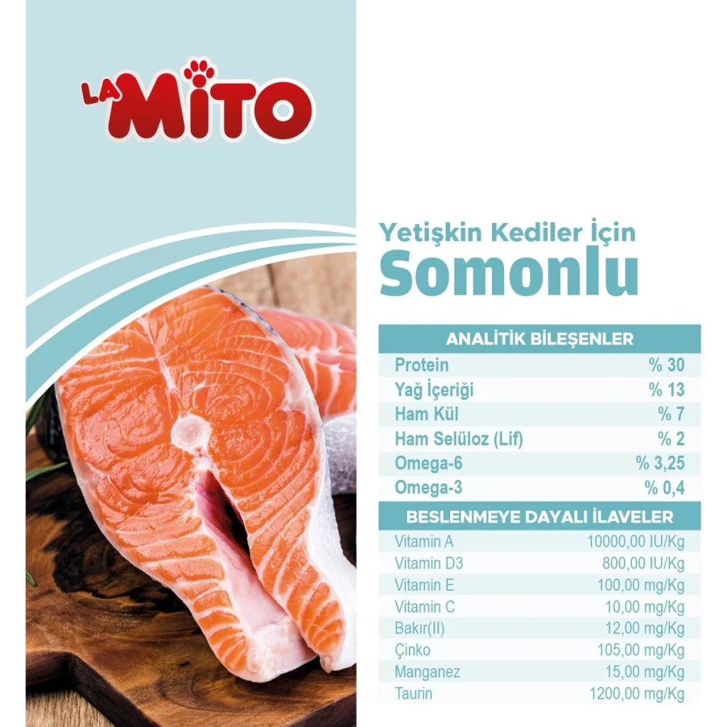 Mito Somonlu Balıklı Yetişkin Kedi Maması 1 Kg Mito Somonlu Balıklı Yetişkin Kedi Maması 1 Kg