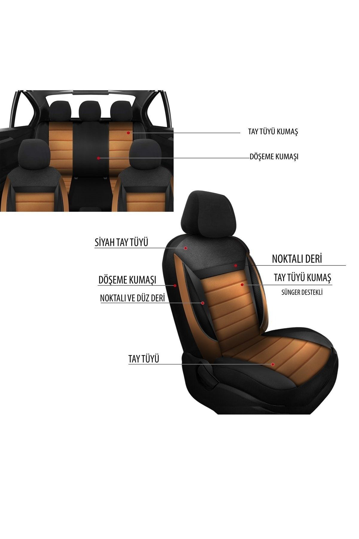 Mitsubishi Carisma Uyumlu Koltuk Kılıfı Enigma Serisi - Taba